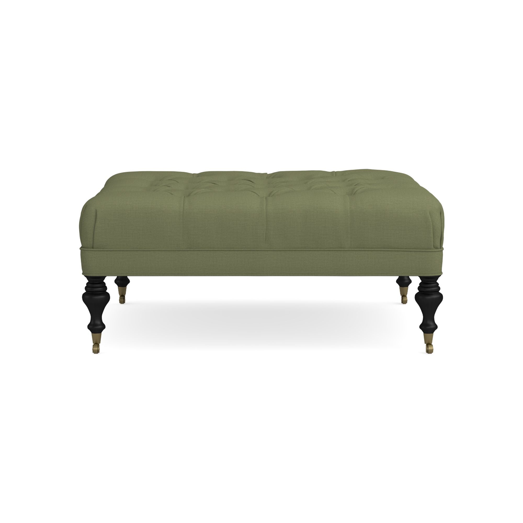 Fairfax Square Ottoman, Turned Leg with Tufted Top (26