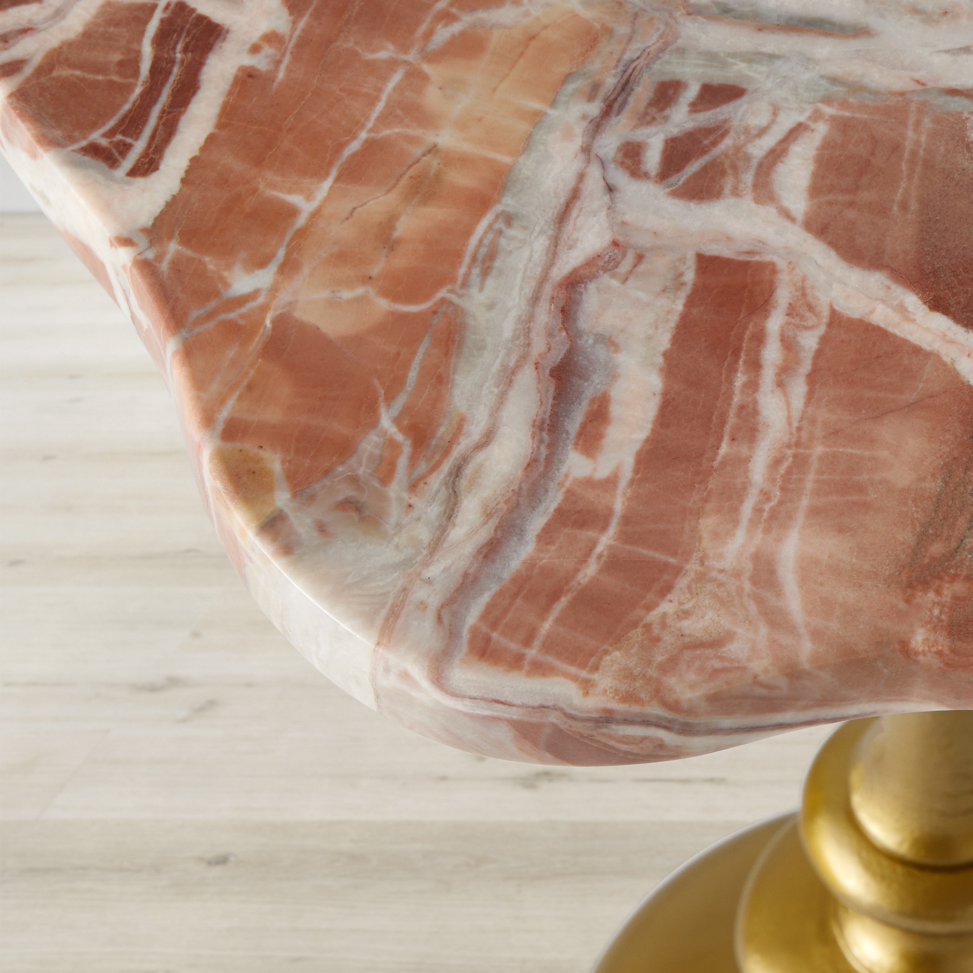 Desert Rose Marble and Brass Side Table (16.5