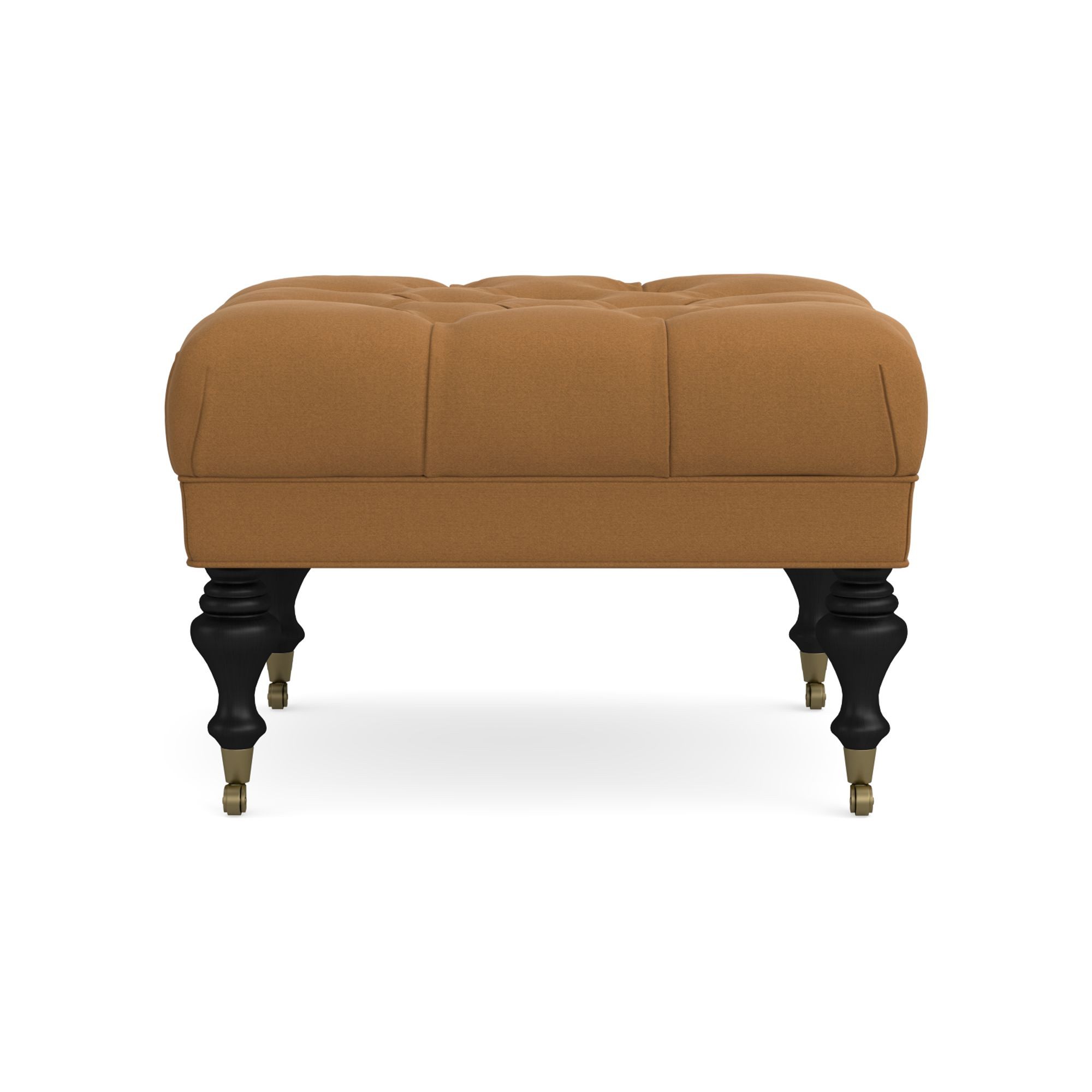 Fairfax Square Ottoman, Turned Leg with Tufted Top (26