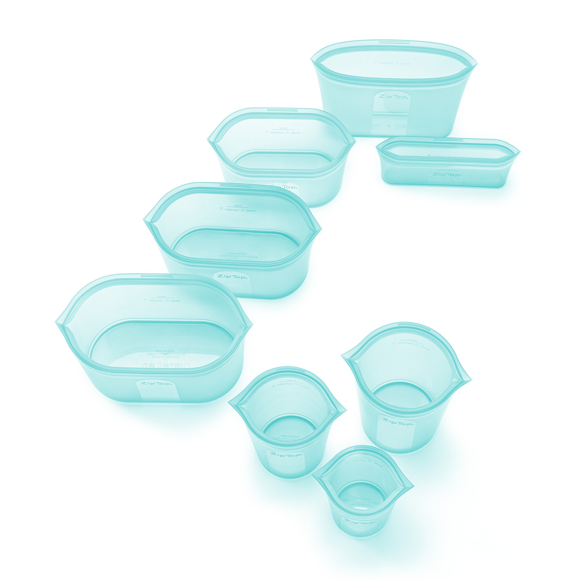 Zip Top 8-Piece Reusable Silicone Food Storage Set