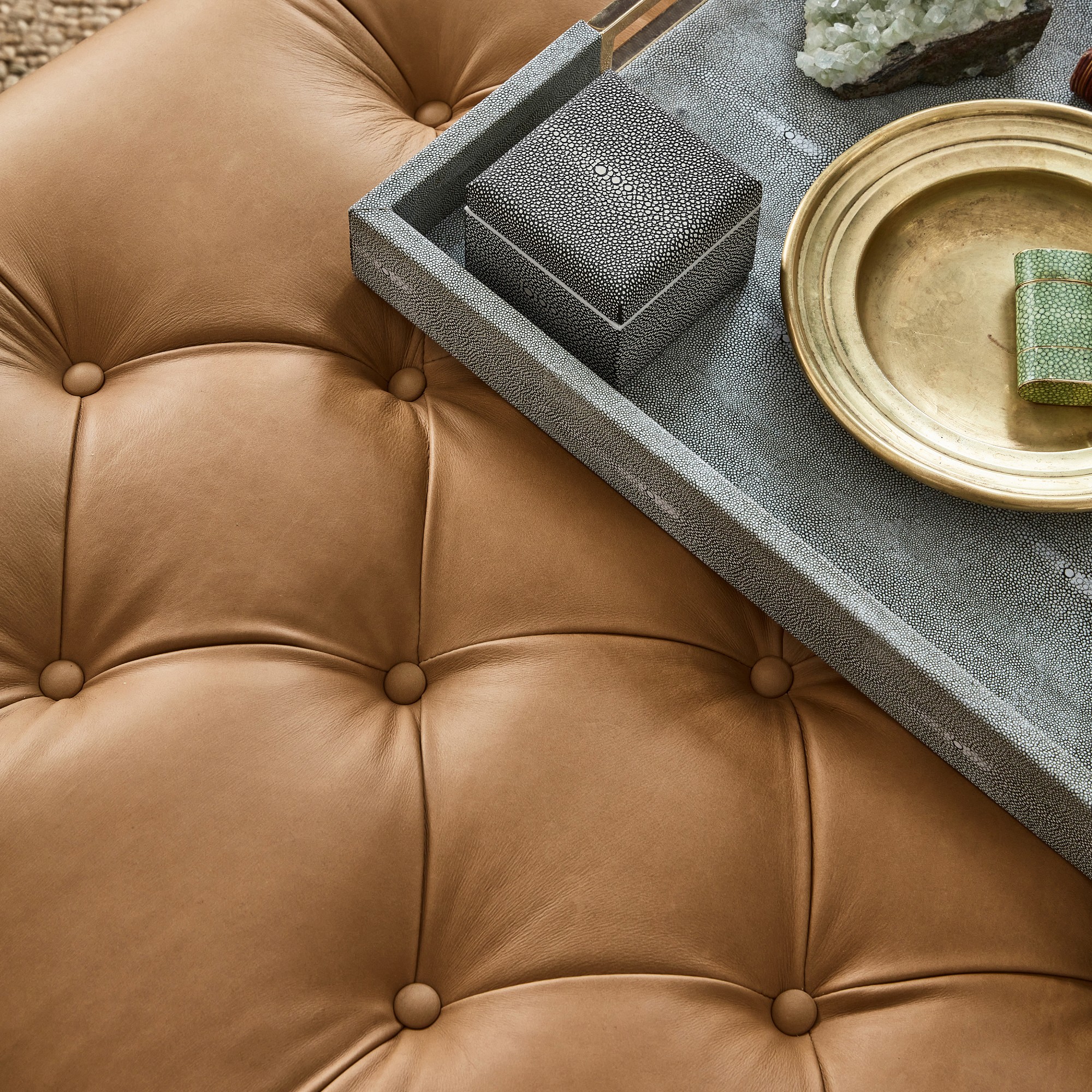 Fairfax Square Ottoman, Turned Leg with Tufted Top (26