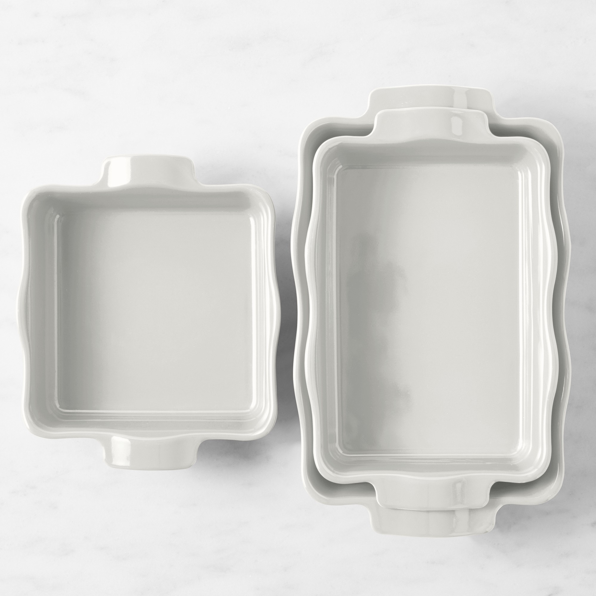 Emile Henry French Ceramic Ruffled Baker, Set of 3