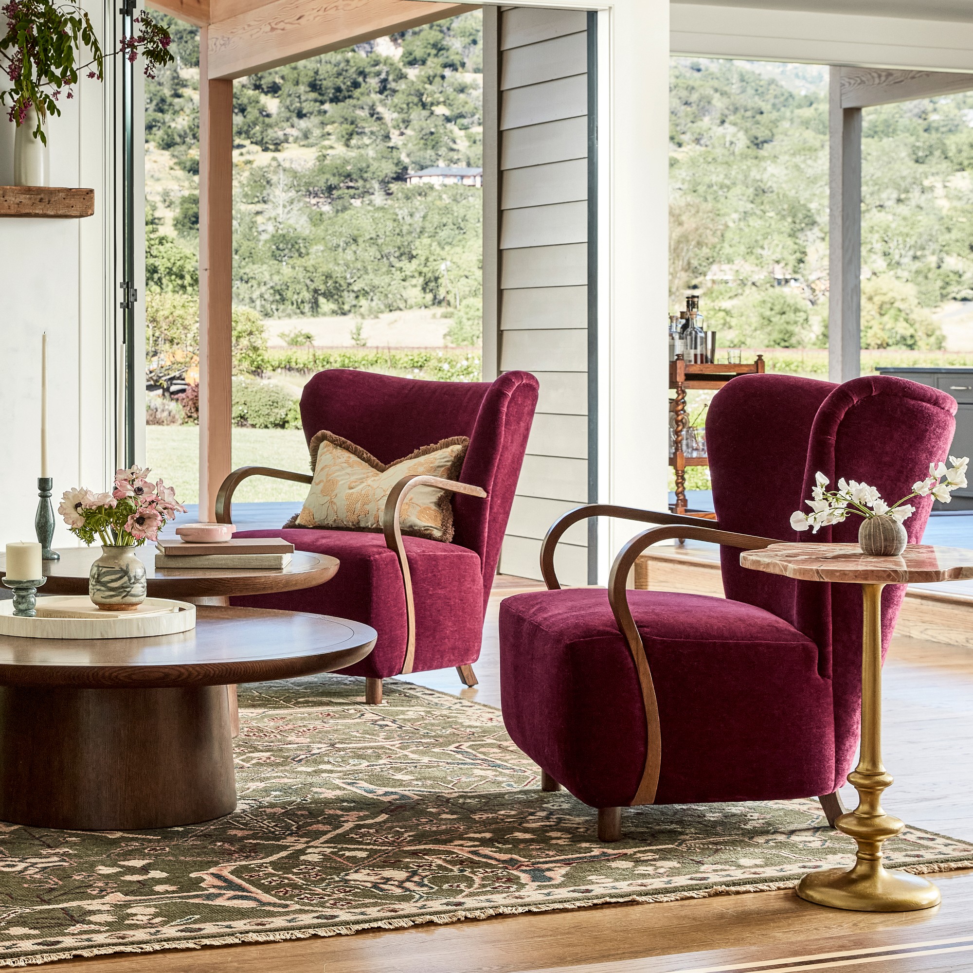 Desert Rose Marble and Brass Side Table (16.5