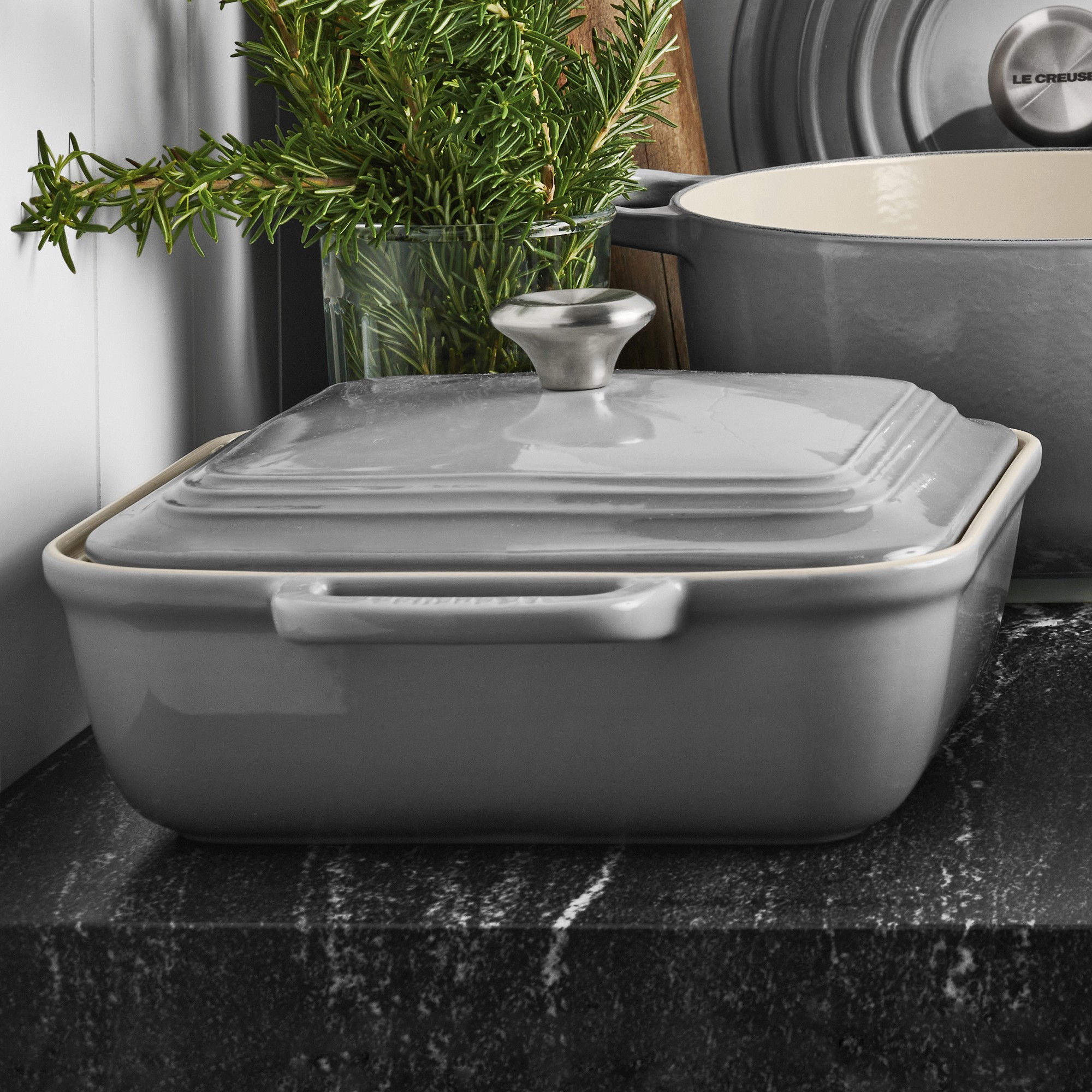 Le Creuset San Francisco Stoneware Square Covered Baker, 3-Qt.