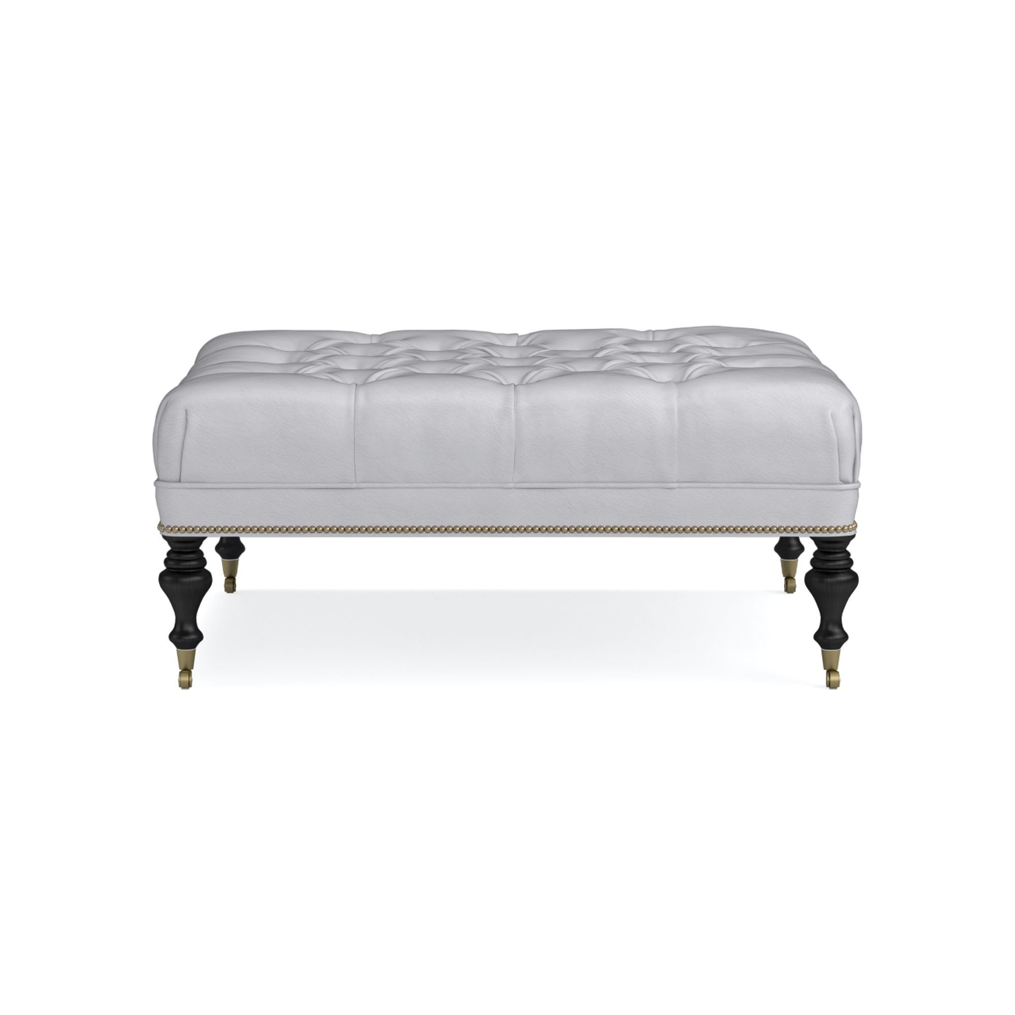 Fairfax Square Ottoman, Turned Leg with Tufted Top (26