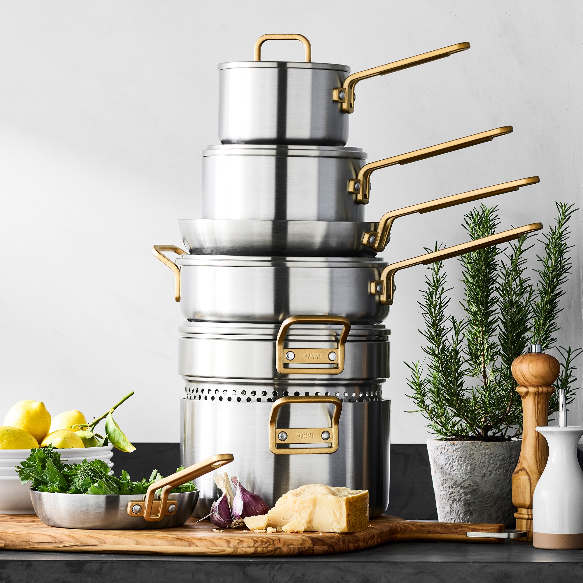 GreenPan™ Stanley Tucci™ Stainless-Steel Ceramic Nonstick 11-Piece Cookware Set