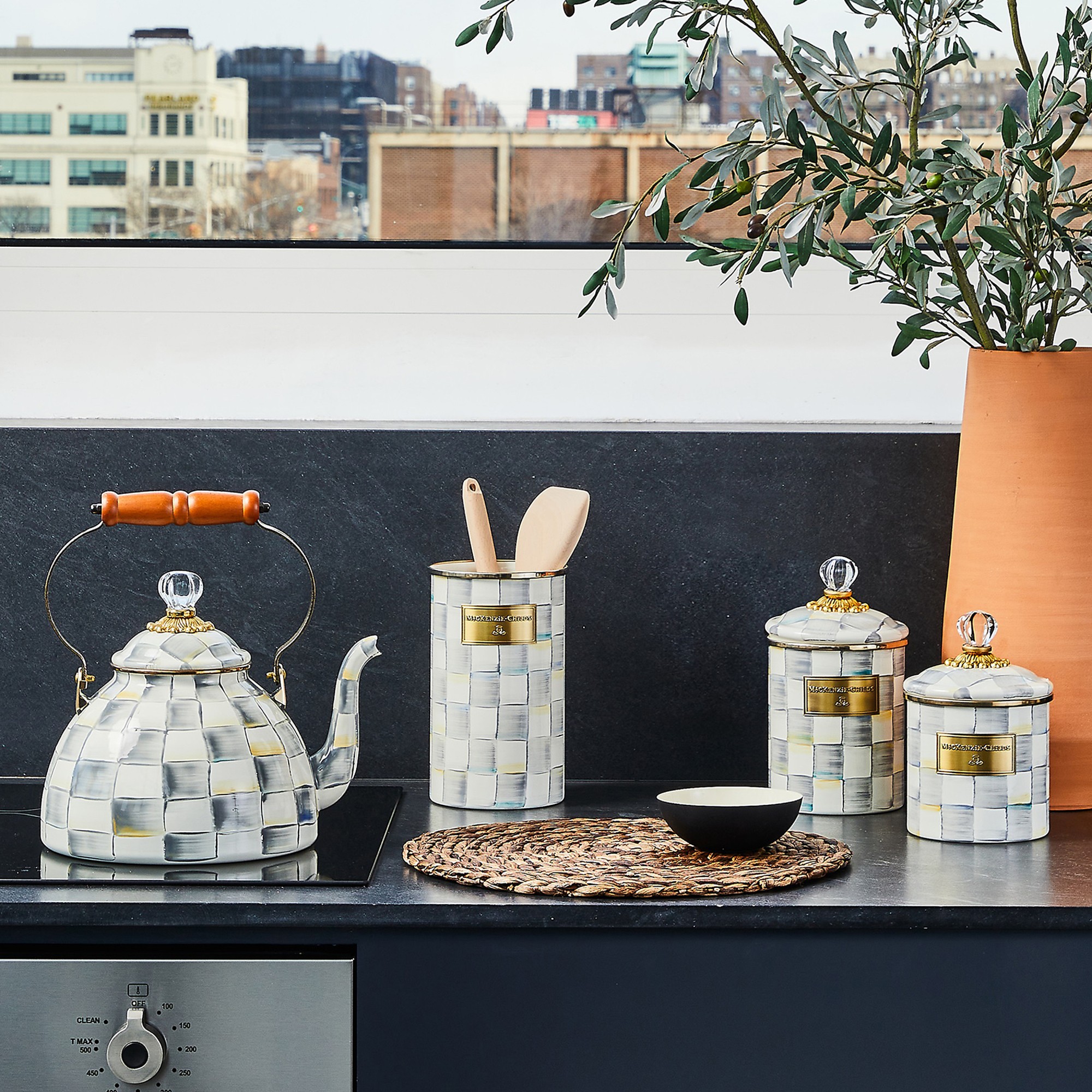 MacKenzie-Childs Sterling Check Canister