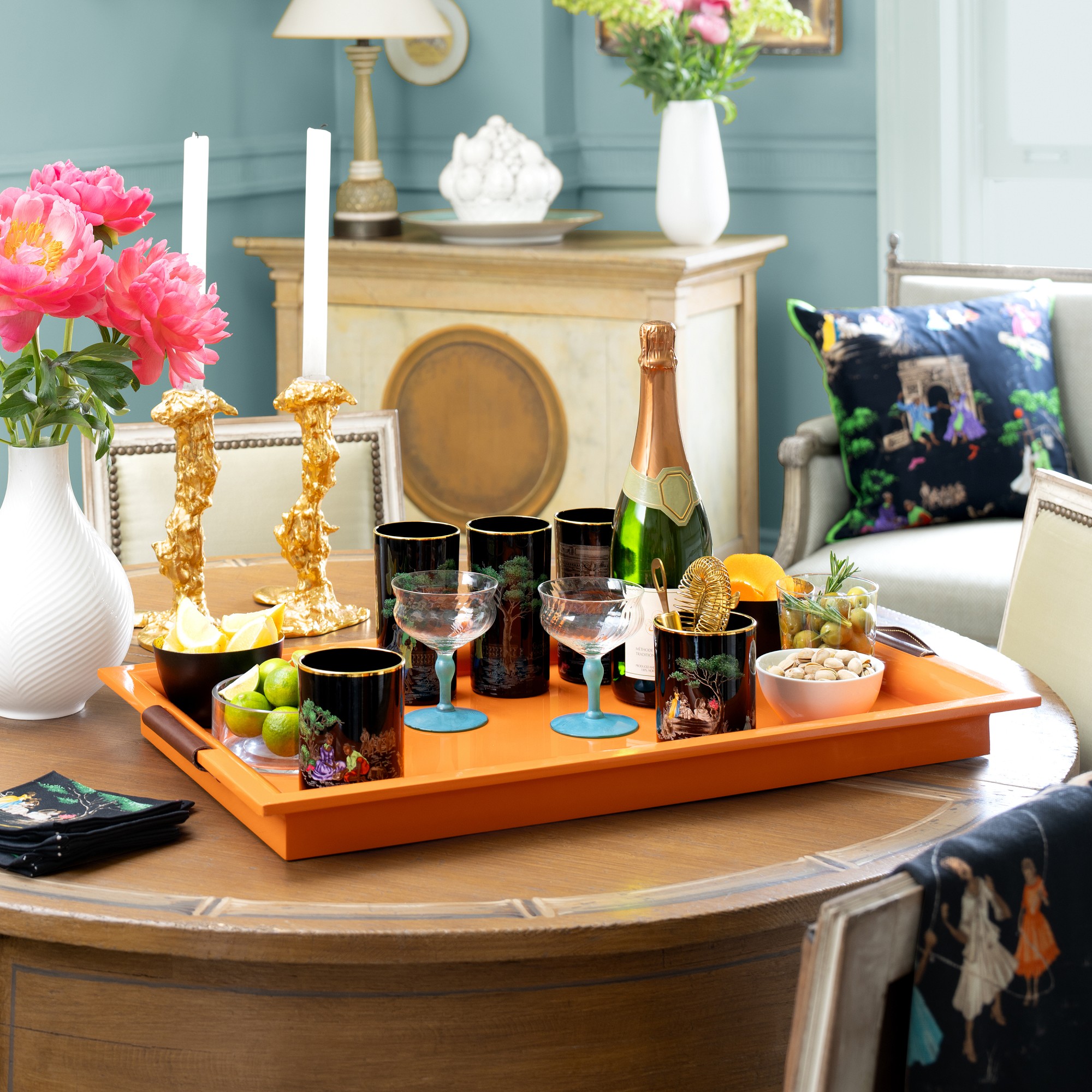 Sheila Bridges x Williams Sonoma Harlem Toile Highball Glasses, Set of 2