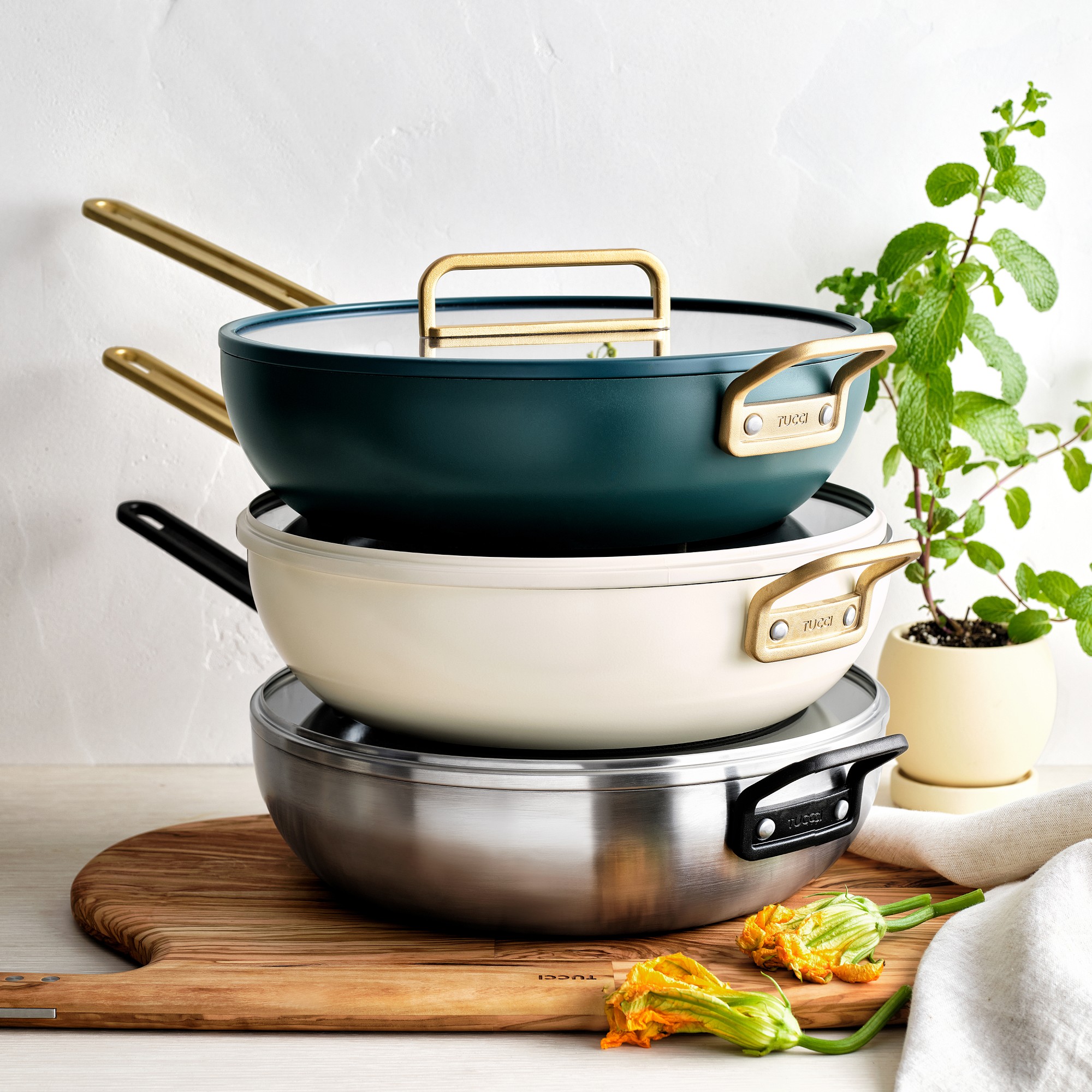 GreenPan™ Stanley Tucci™ Stainless-Steel Ceramic Nonstick Essential Stanley Pan, 6 1/2-Qt.