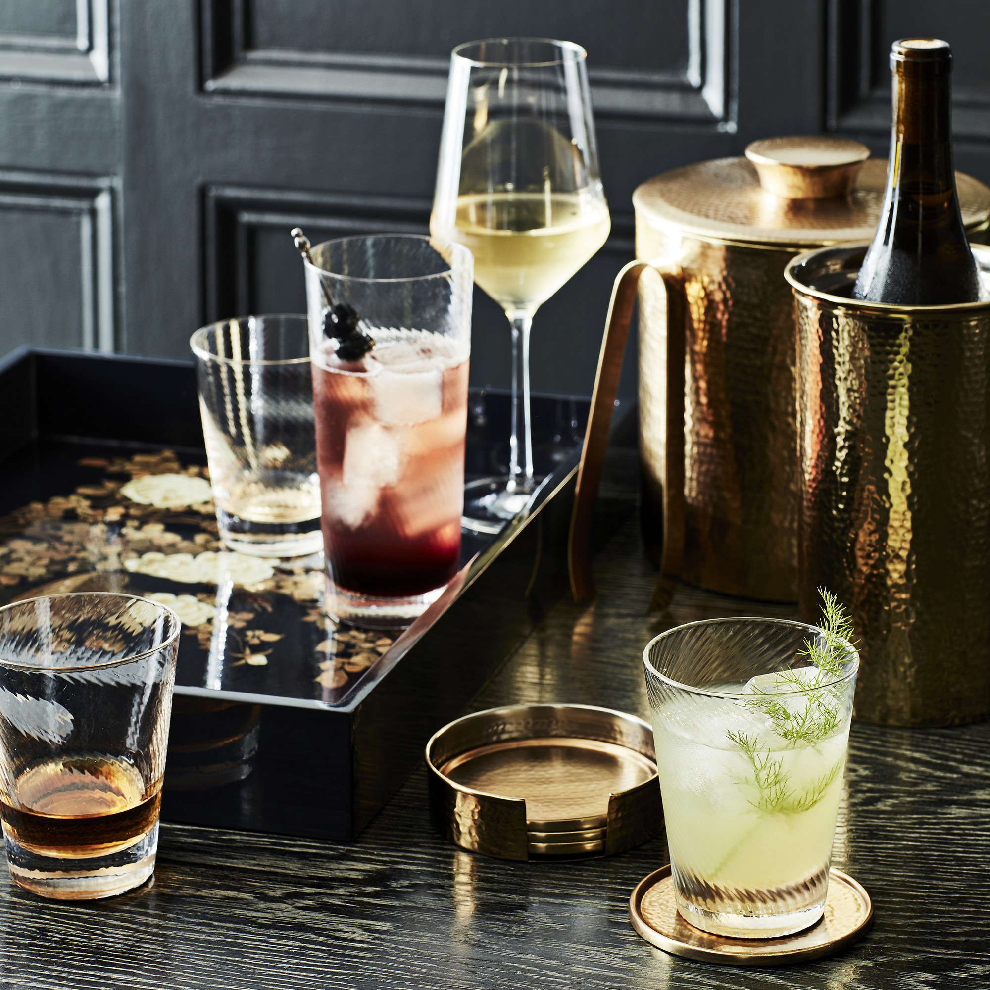 Antique Brass Hammered Wine Chiller