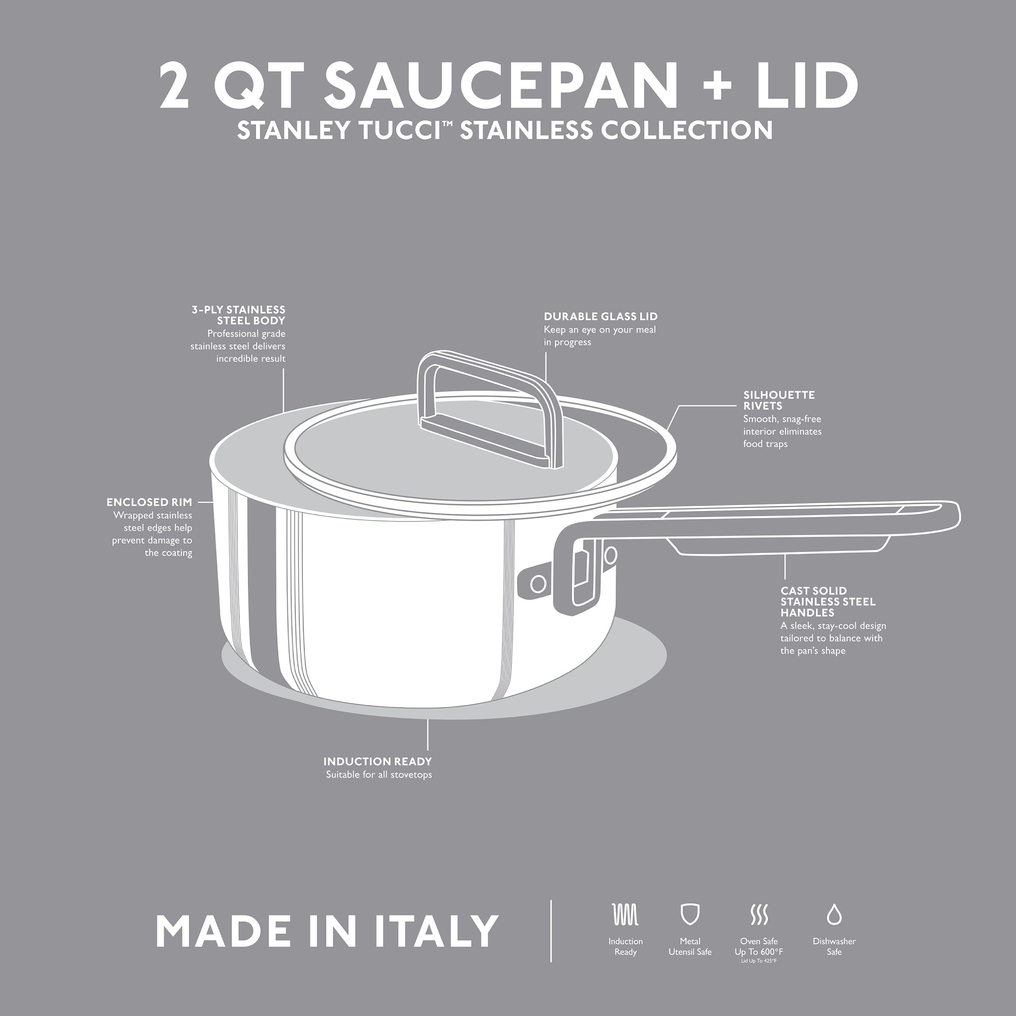 GreenPan™ Stanley Tucci™ Stainless-Steel Saucepan