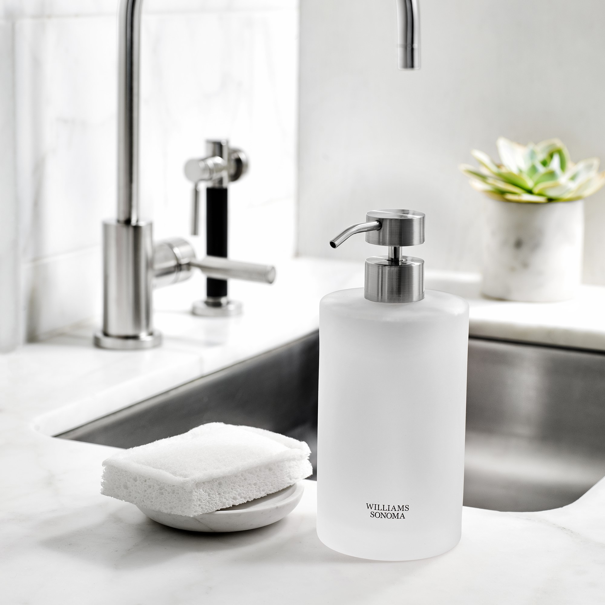 Hold Everything Frosted Glass Soap & Lotion Dispenser, 16oz.