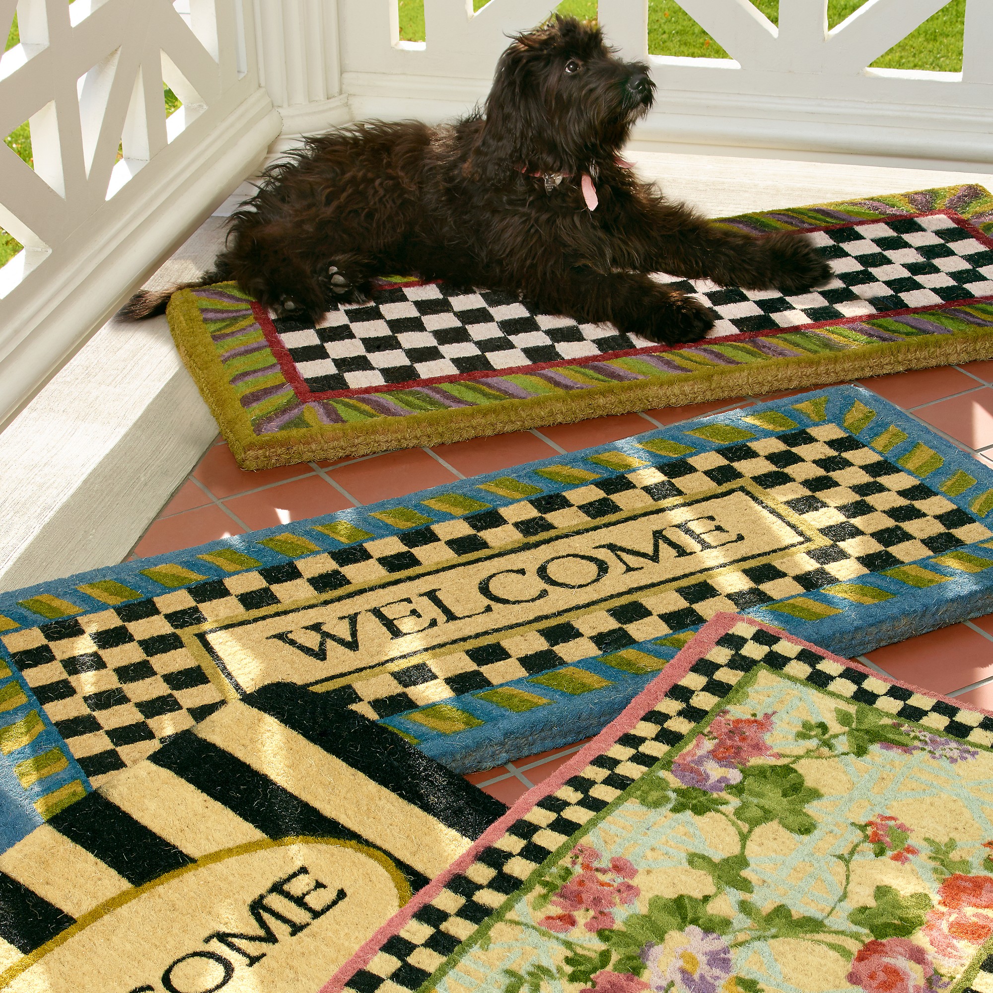 MacKenzie-Childs Welcome Awning Stripe Double Doormat