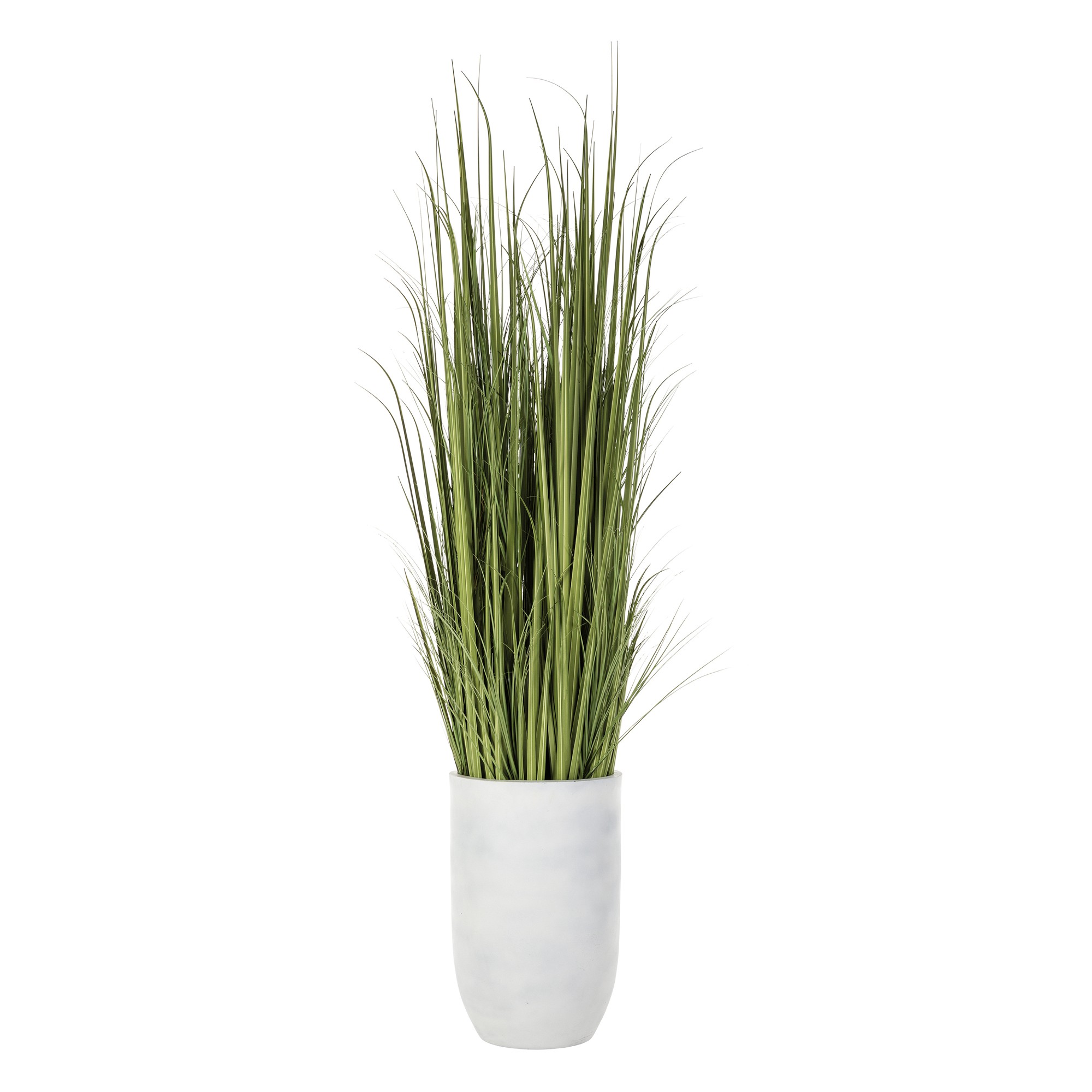 Faux Wild Grass in White Cement Planter, 84