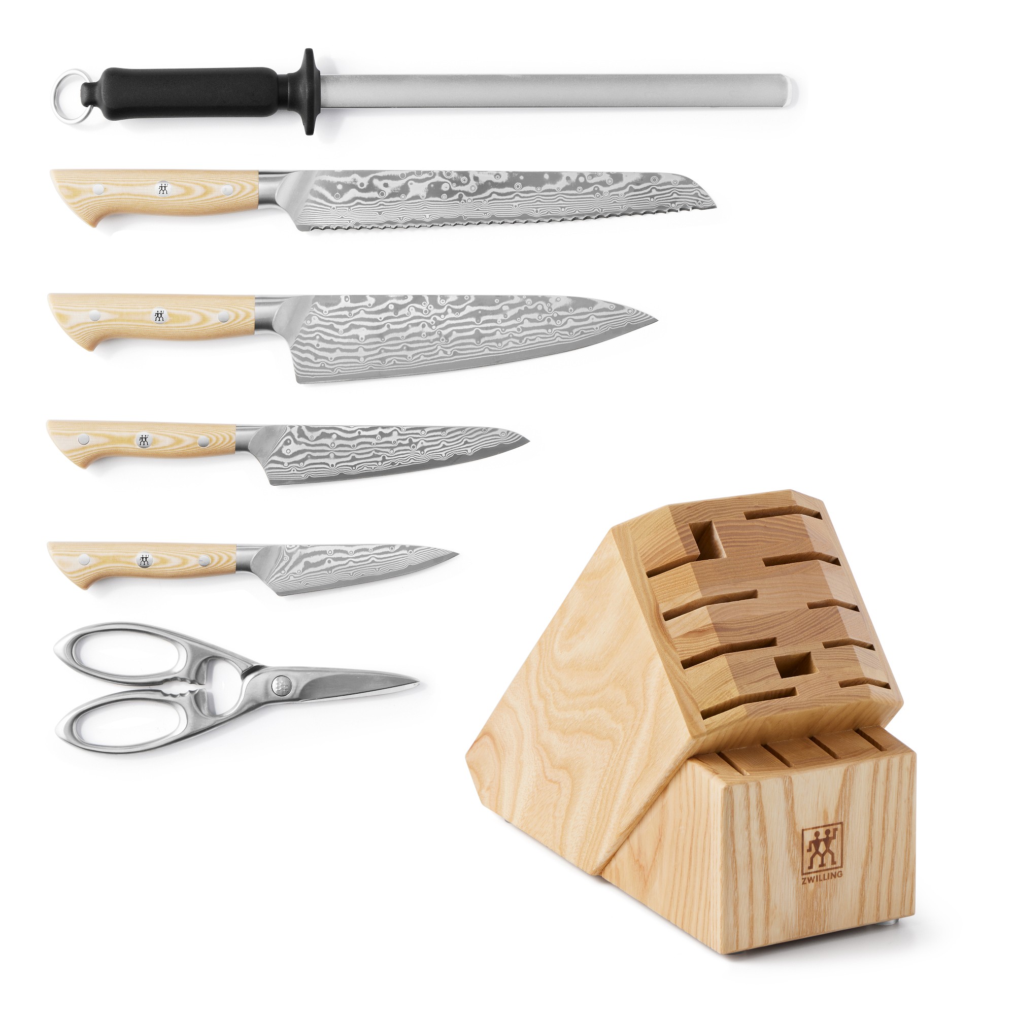 Zwilling Kanren Knives with Acacia Block, Set of 7