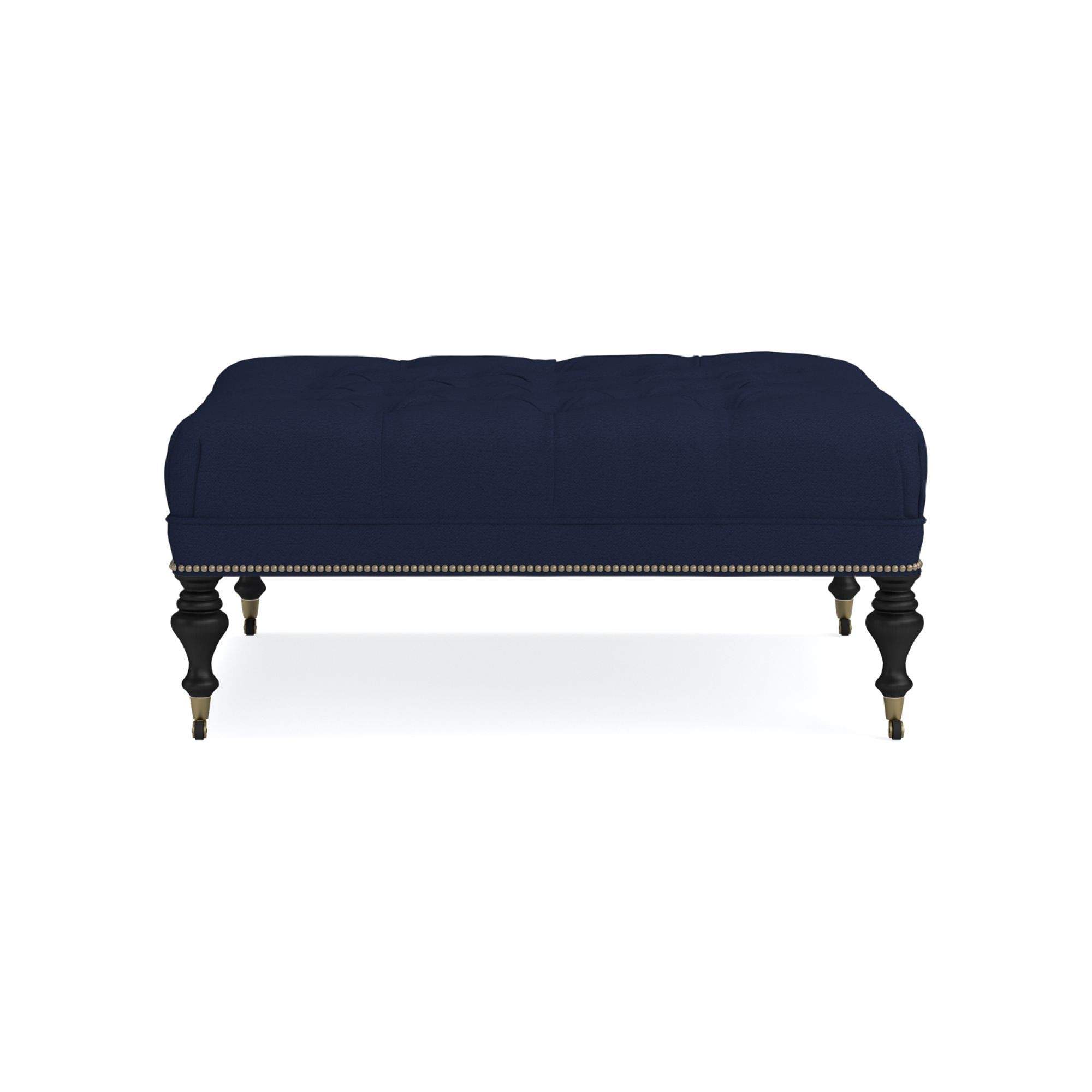 Fairfax Square Ottoman, Turned Leg with Tufted Top (26