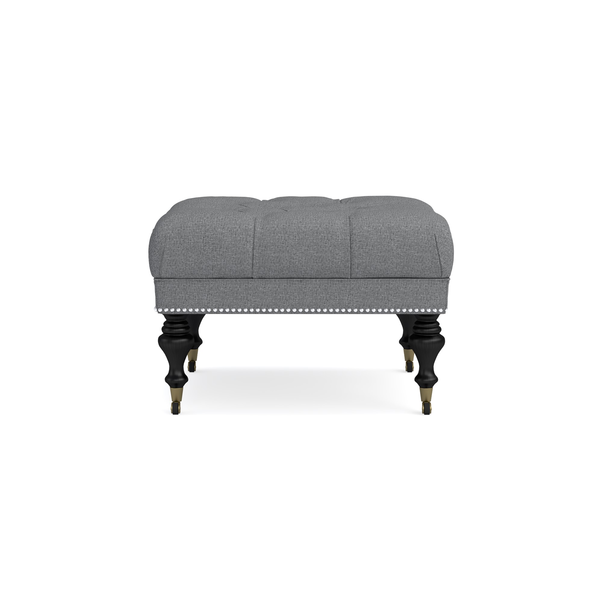 Fairfax Square Ottoman, Turned Leg with Tufted Top (26
