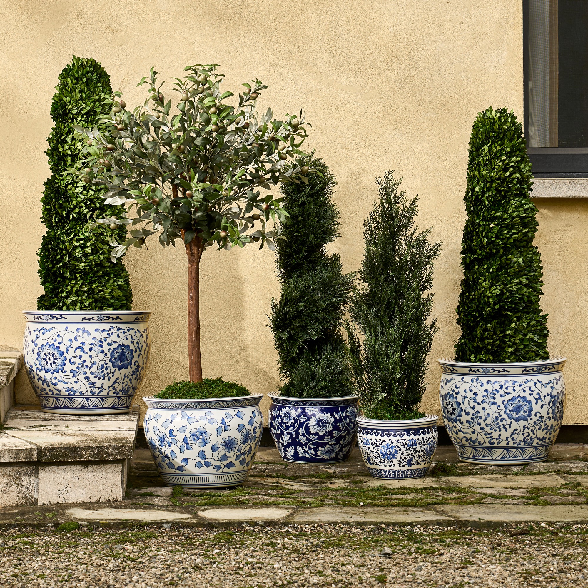 Blue & White Ceramic Planter, Extra Large