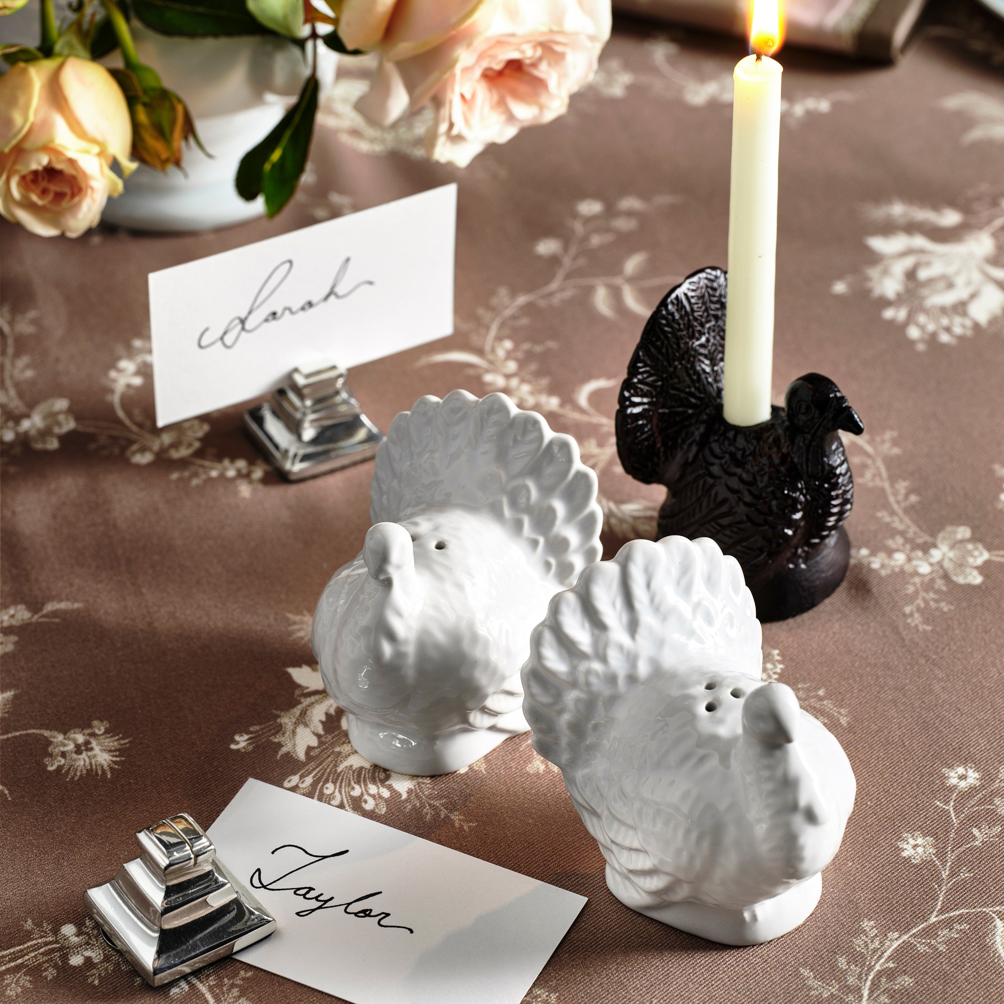 Bronze Turkey Tiny Taper Holders, Set of 2