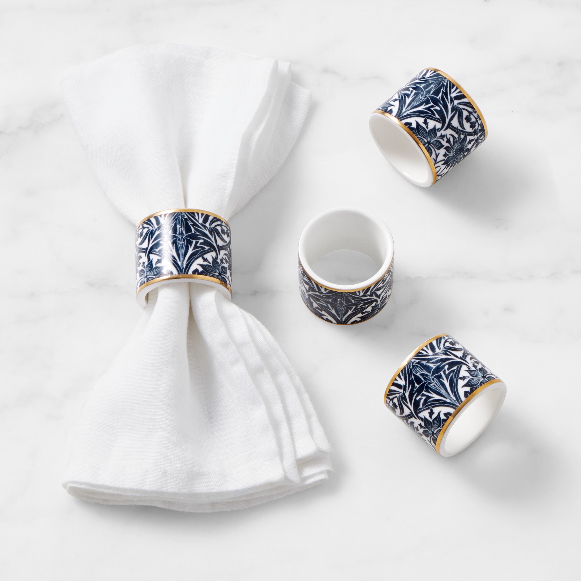 Morris & Co. x Williams Sonoma Bluebell Napkin Rings, Set of 4