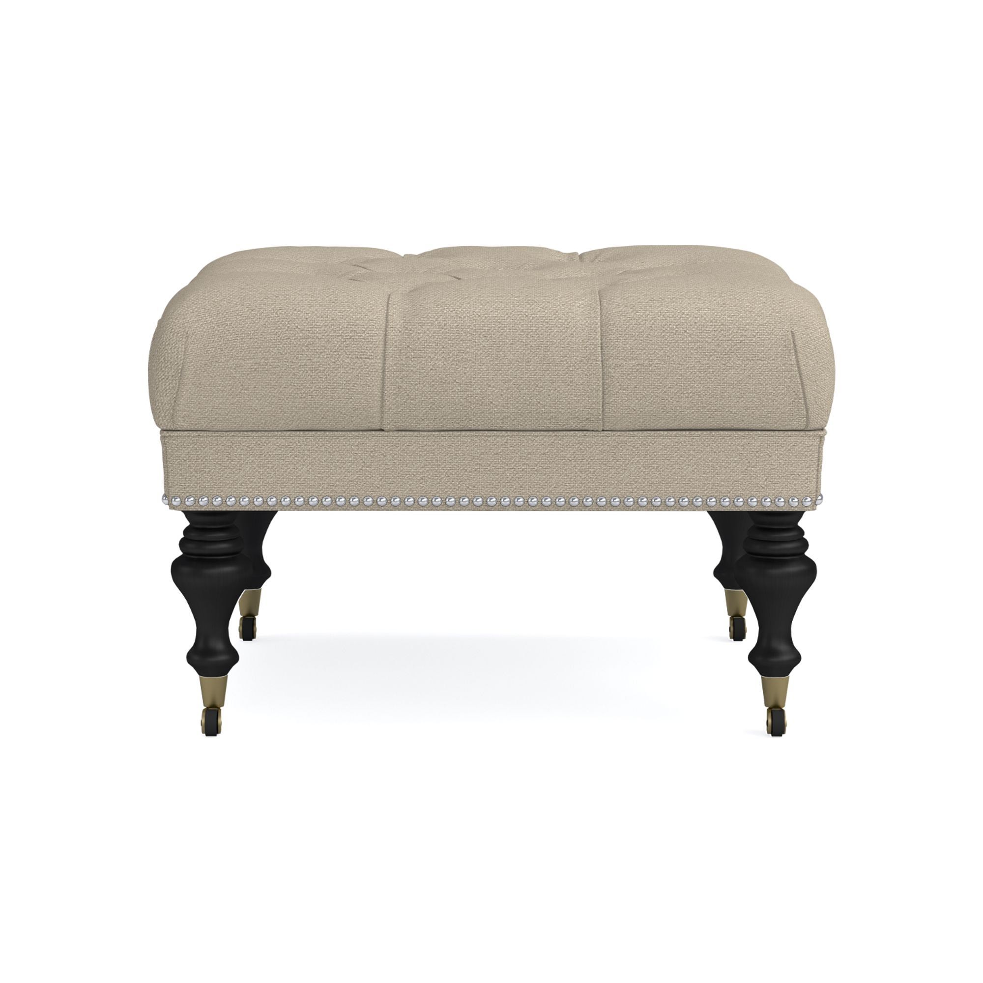 Fairfax Square Ottoman, Turned Leg with Tufted Top (26