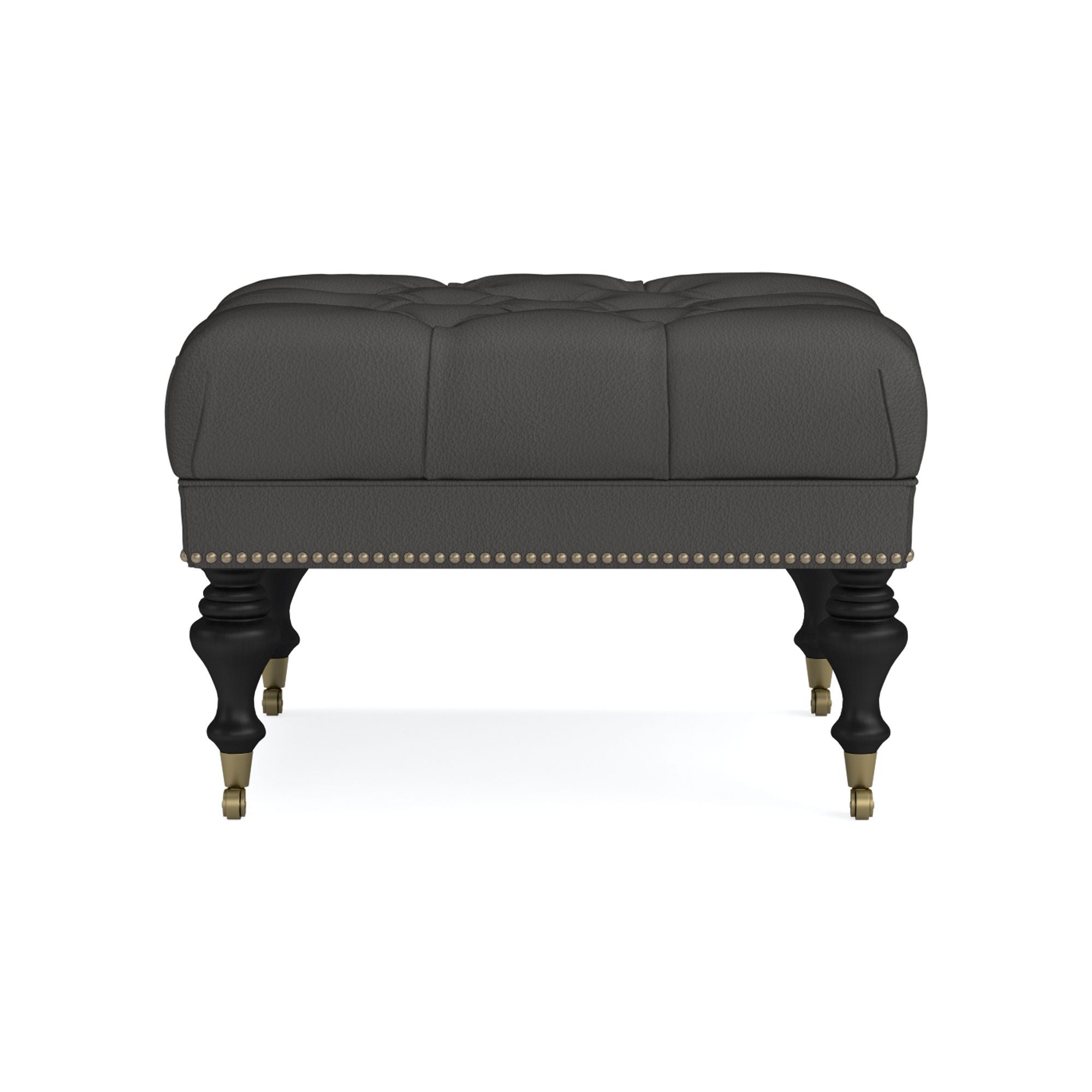 Fairfax Square Ottoman, Turned Leg with Tufted Top (26