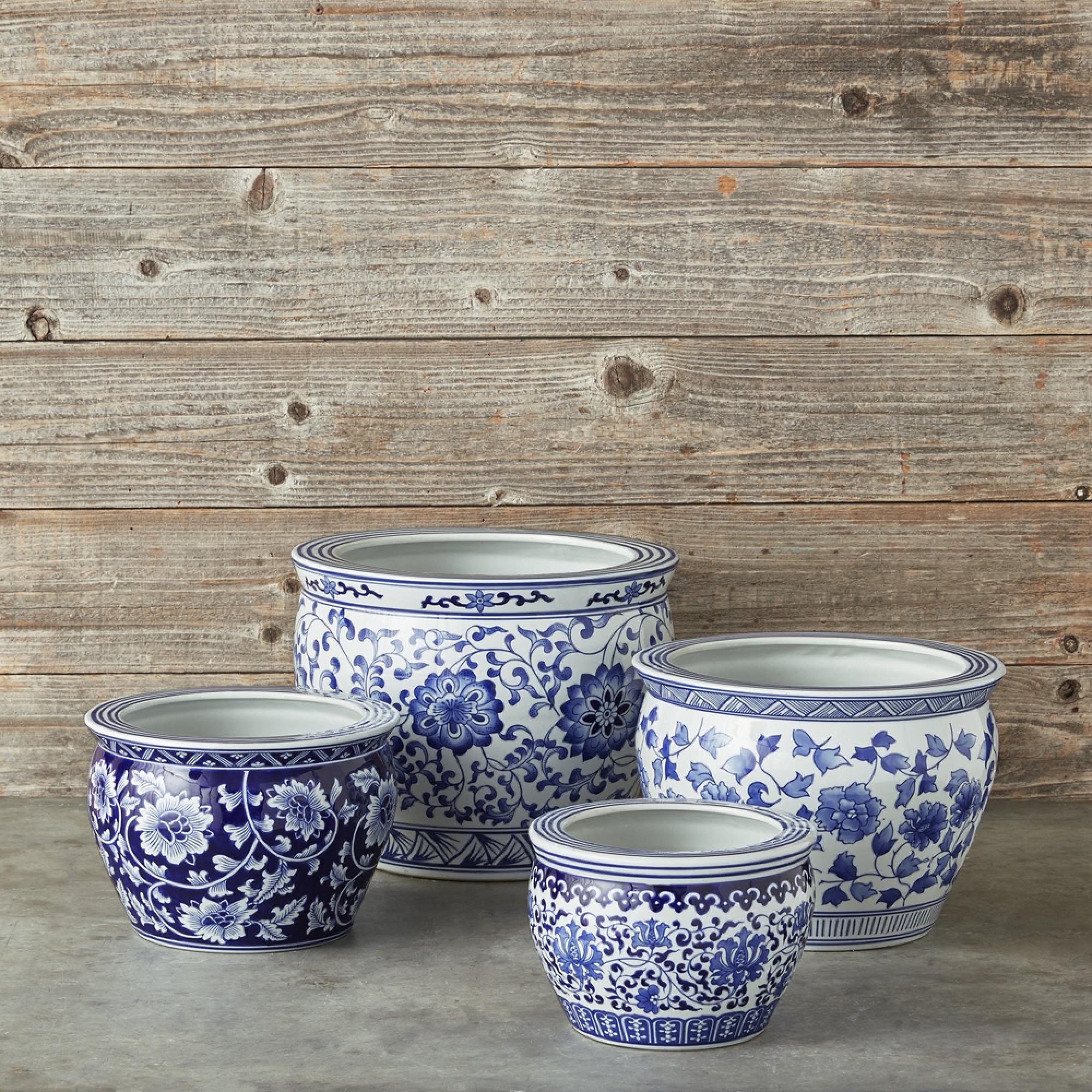 Blue & White Ceramic Planter, Small