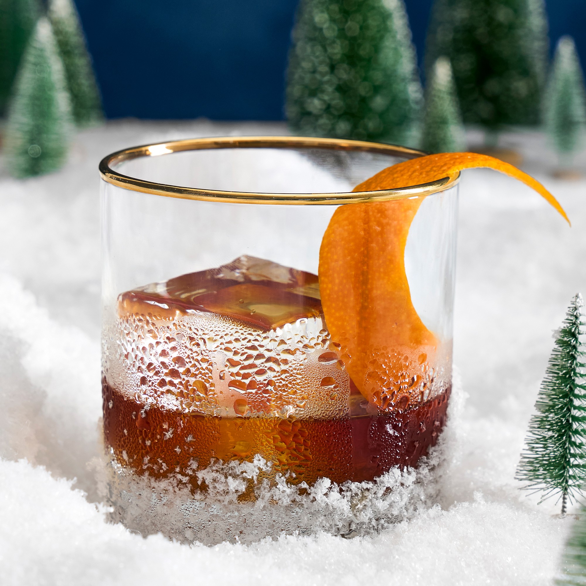 Gold Rim Double Old-Fashioned Glasses, Set of 4