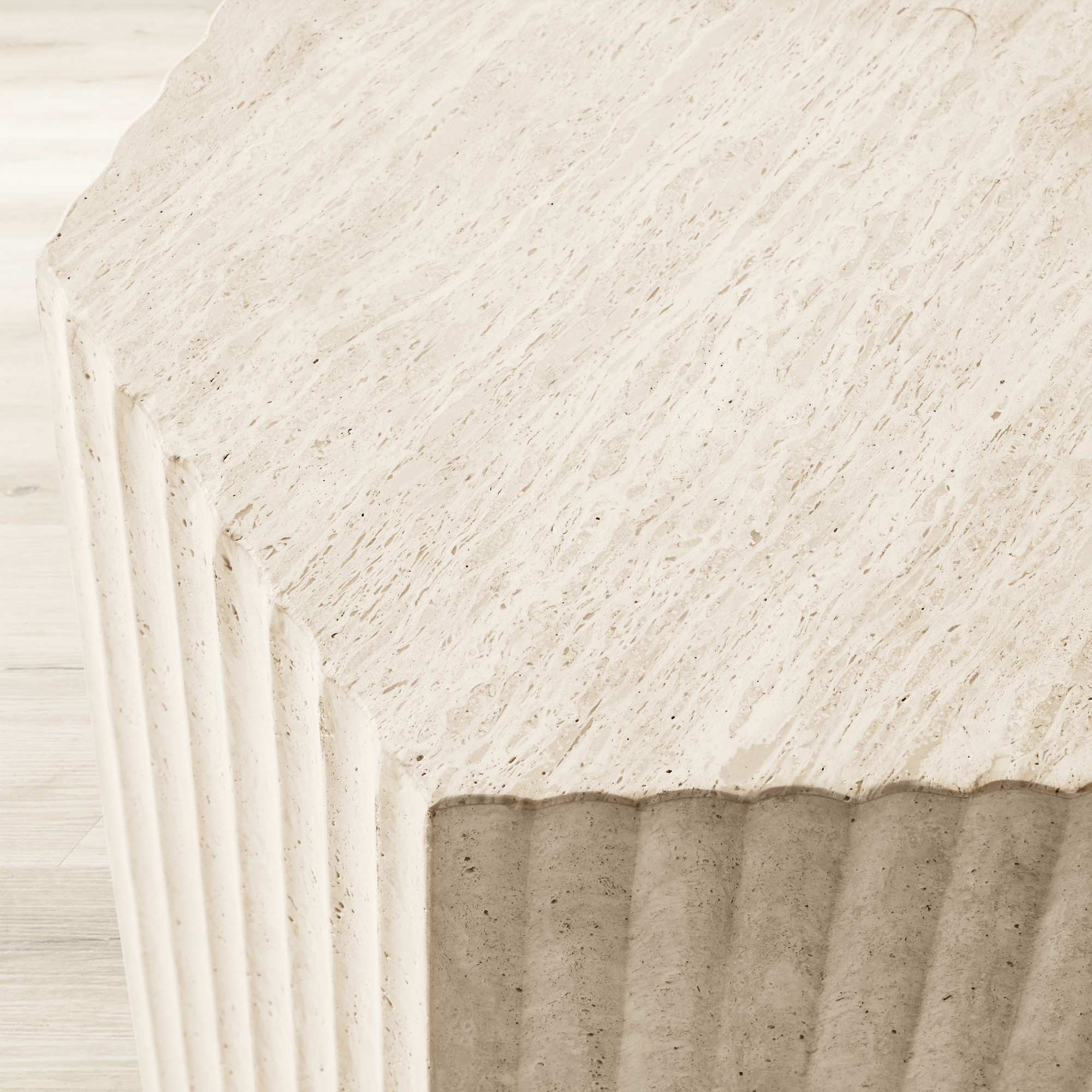 Marina Travertine Fluted Side Table (16