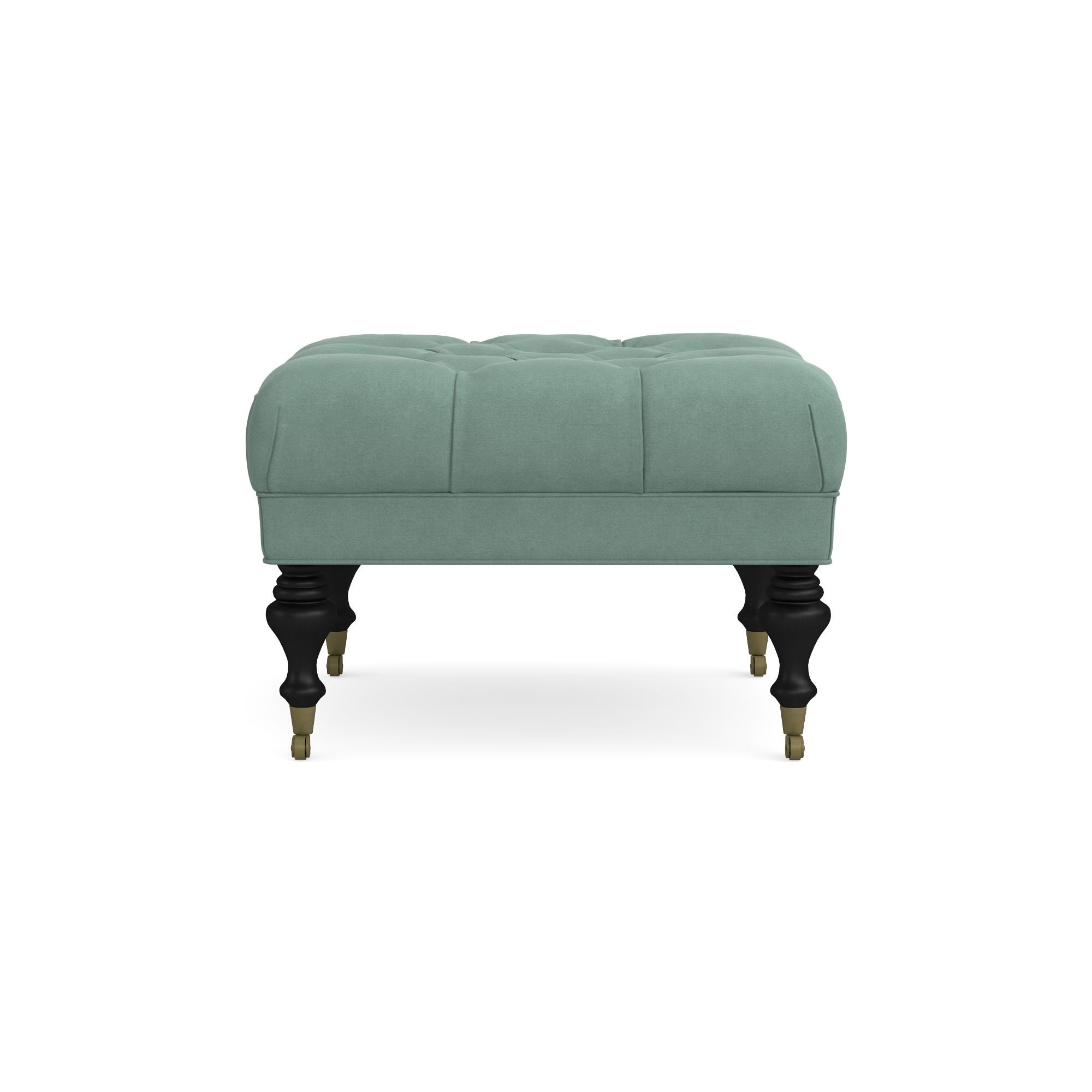 Fairfax Square Ottoman, Turned Leg with Tufted Top (26