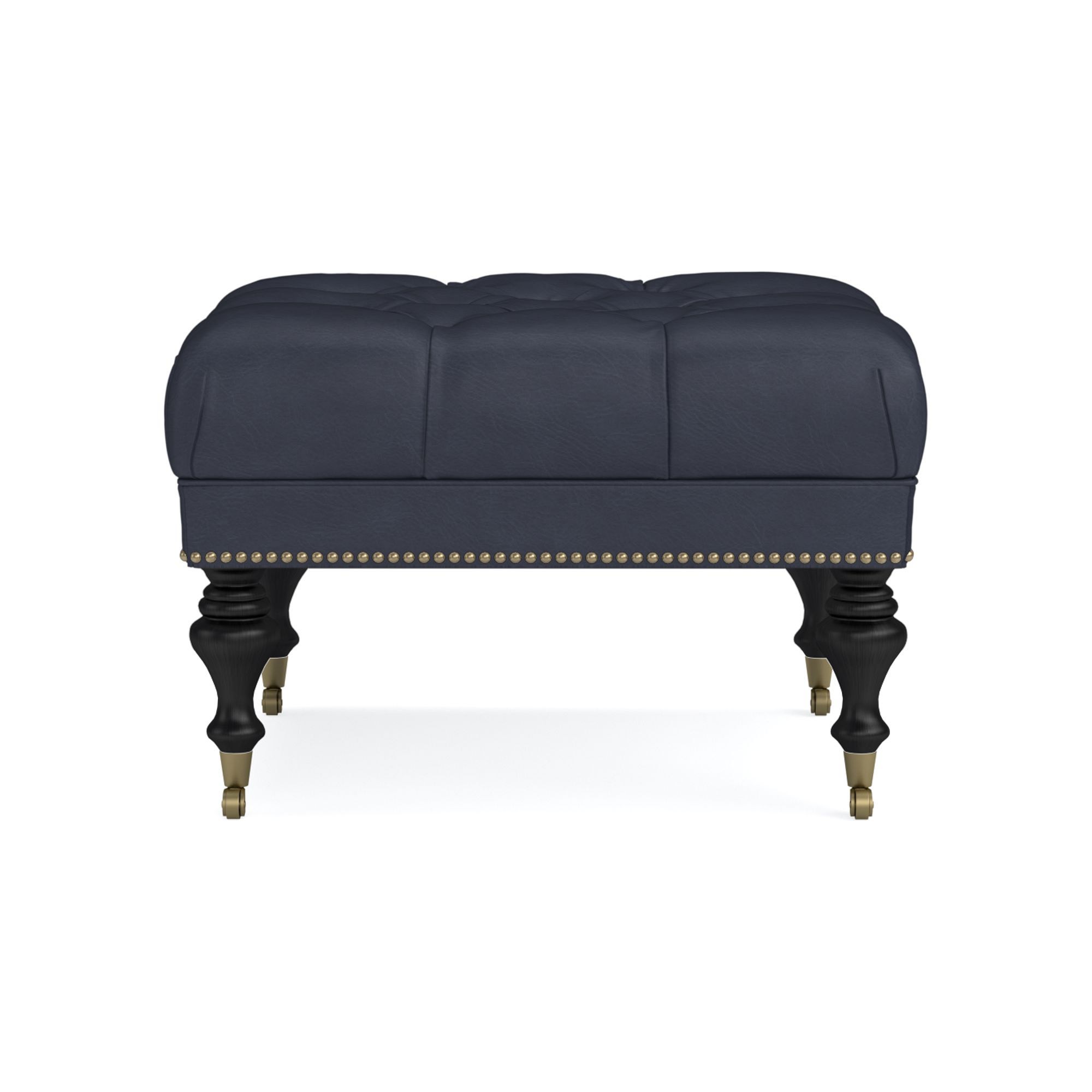 Fairfax Square Ottoman, Turned Leg with Tufted Top (26