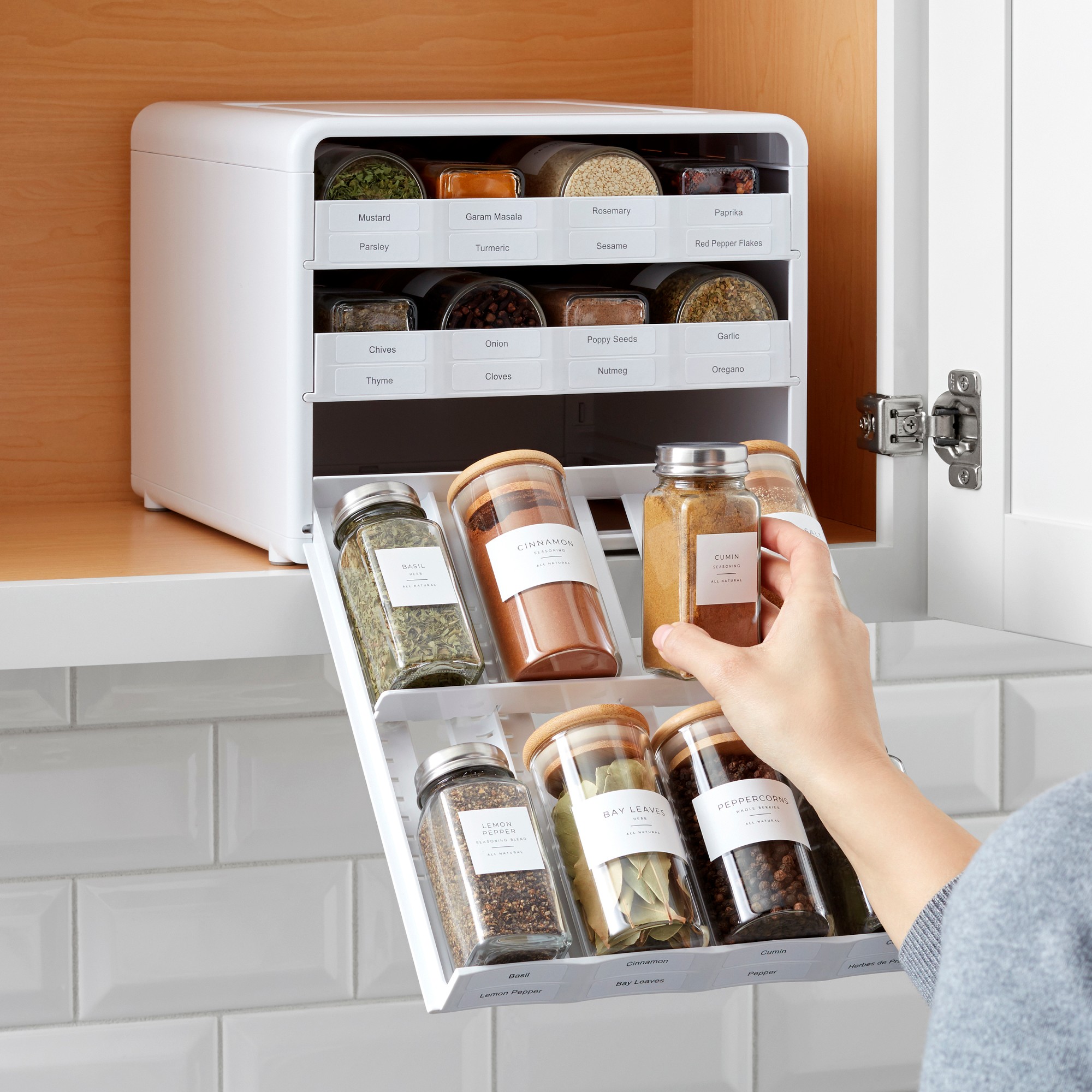 YouCopia SpiceStack Spice Bottle Organizer, White