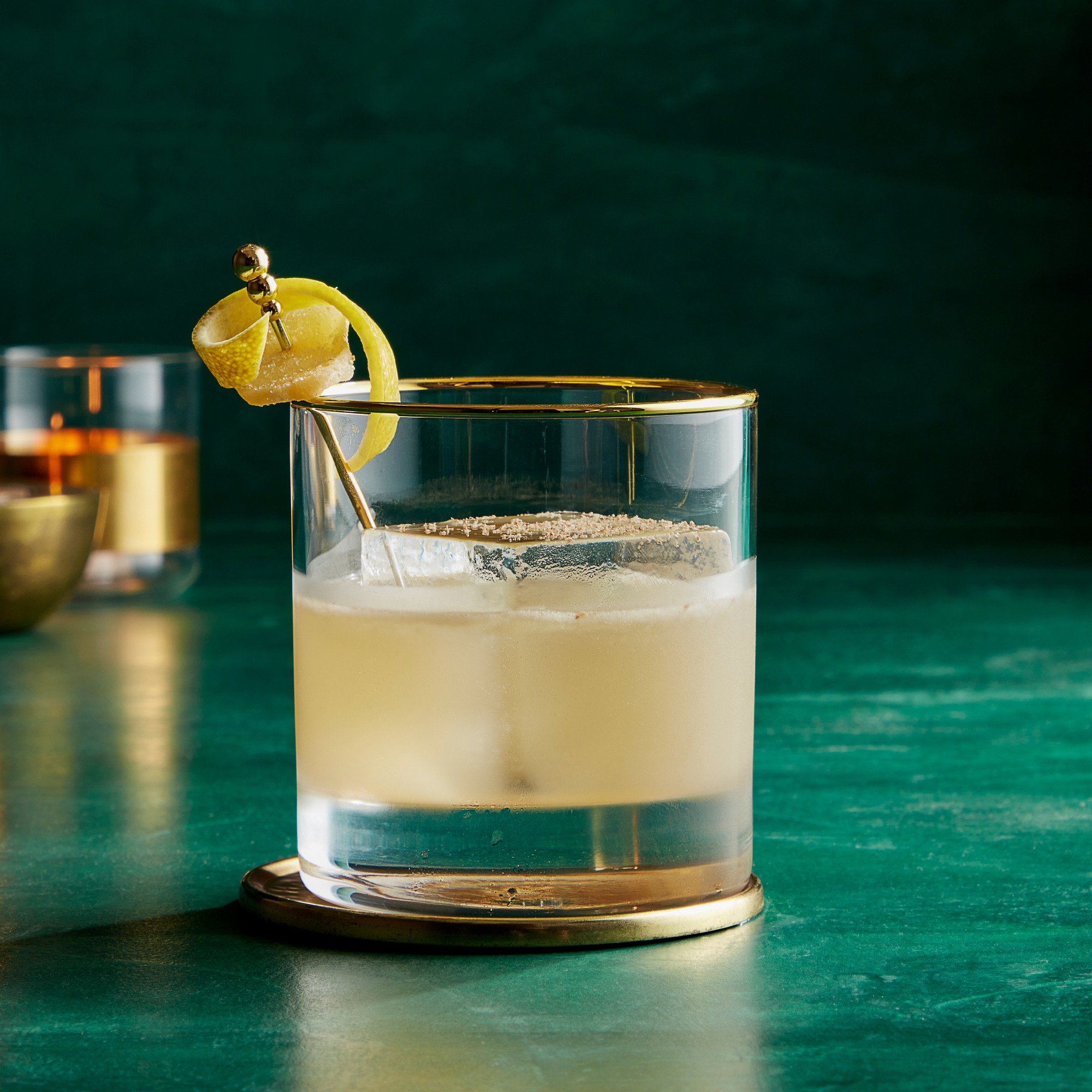 Antique Brass Hammered Coasters with Holder, Set of 4