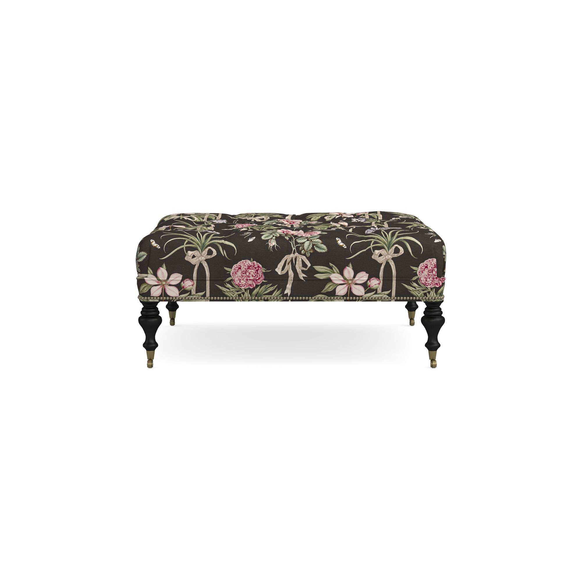 Sanderson x Giles Deacon Fairfax Bench Ottoman, Turned Leg with Tufted Top (26