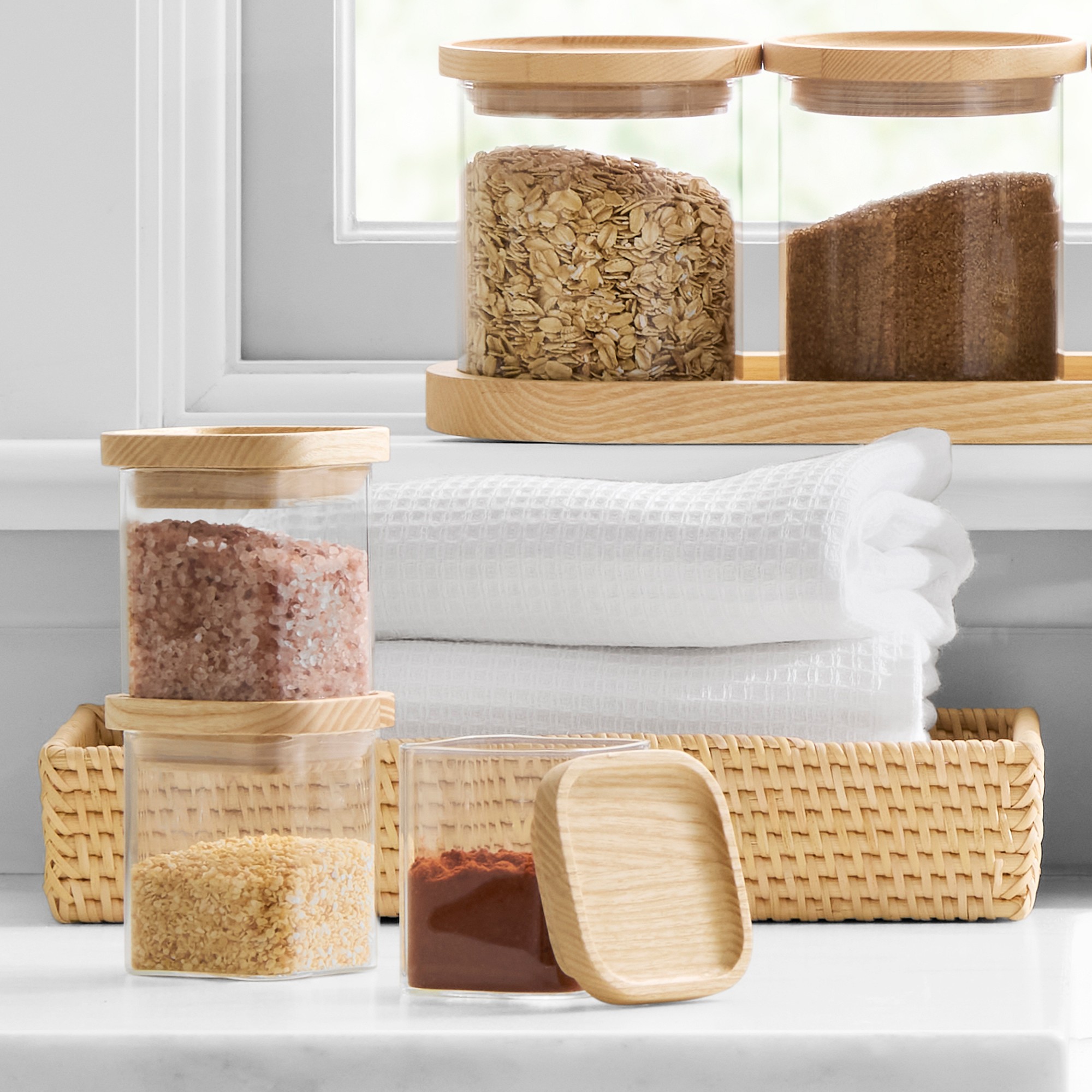 Hold Everything Stackable Glass Square Canisters