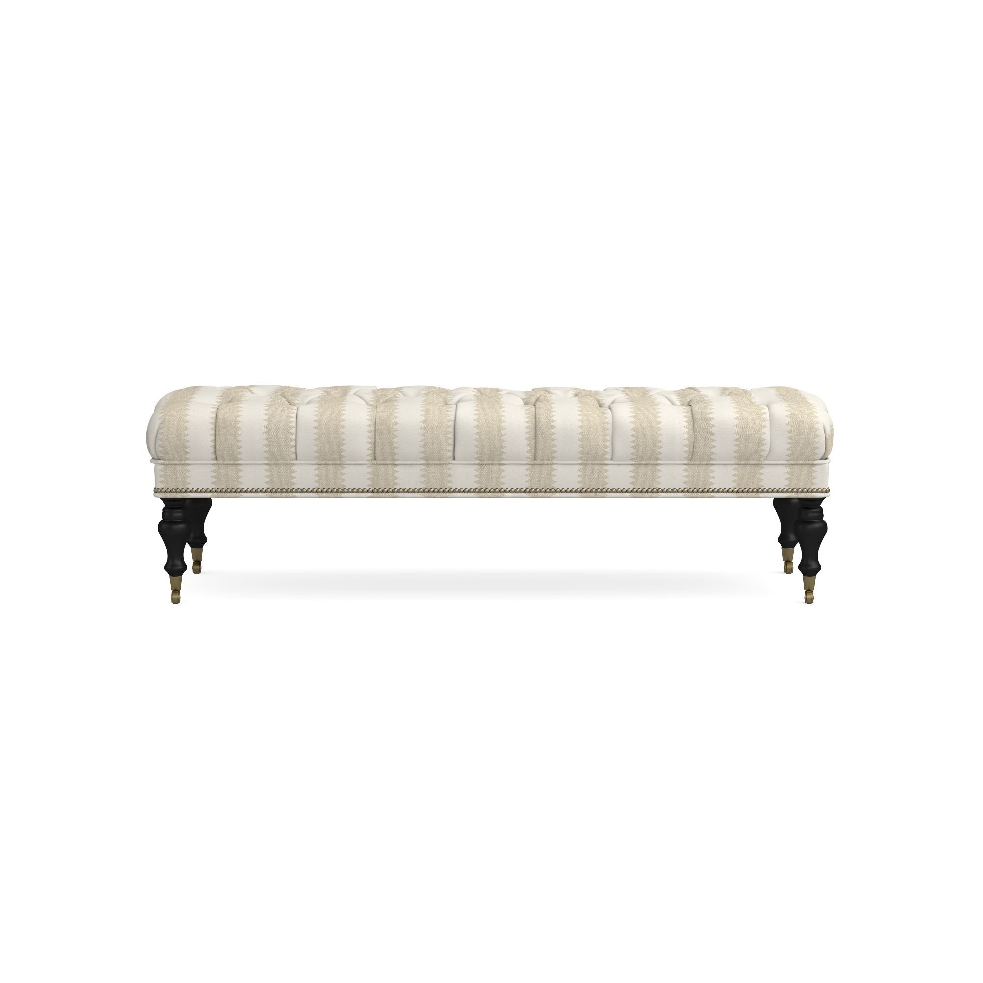 Sanderson x Giles Deacon Fairfax Bench Ottoman, Turned Leg with Tufted Top (26