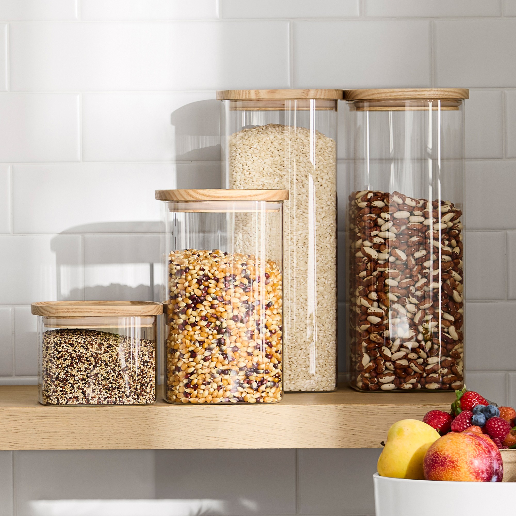 Hold Everything Stackable Glass Square Canisters
