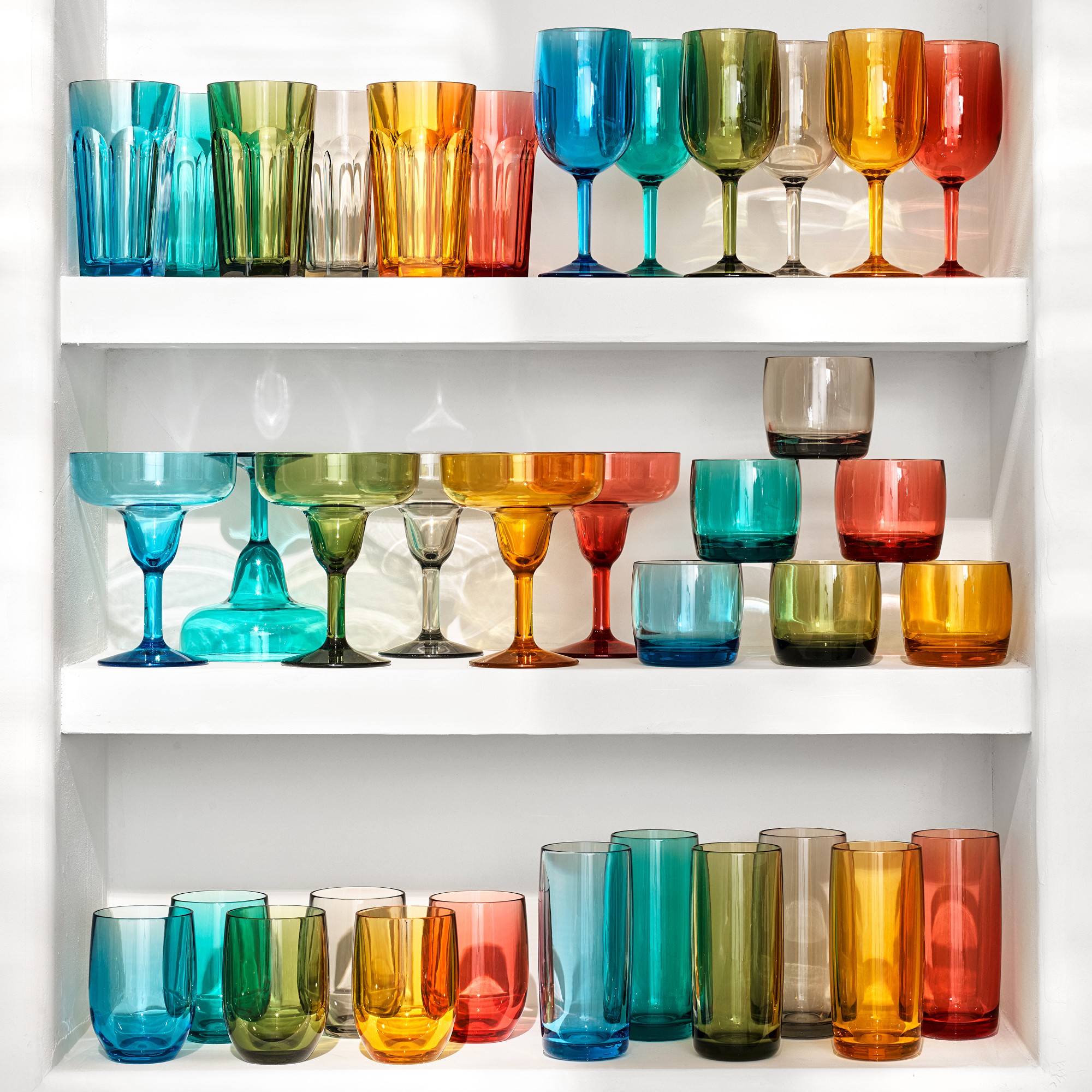 DuraClear® Tritan Outdoor Multicolored Faceted Tumblers, Set of 6
