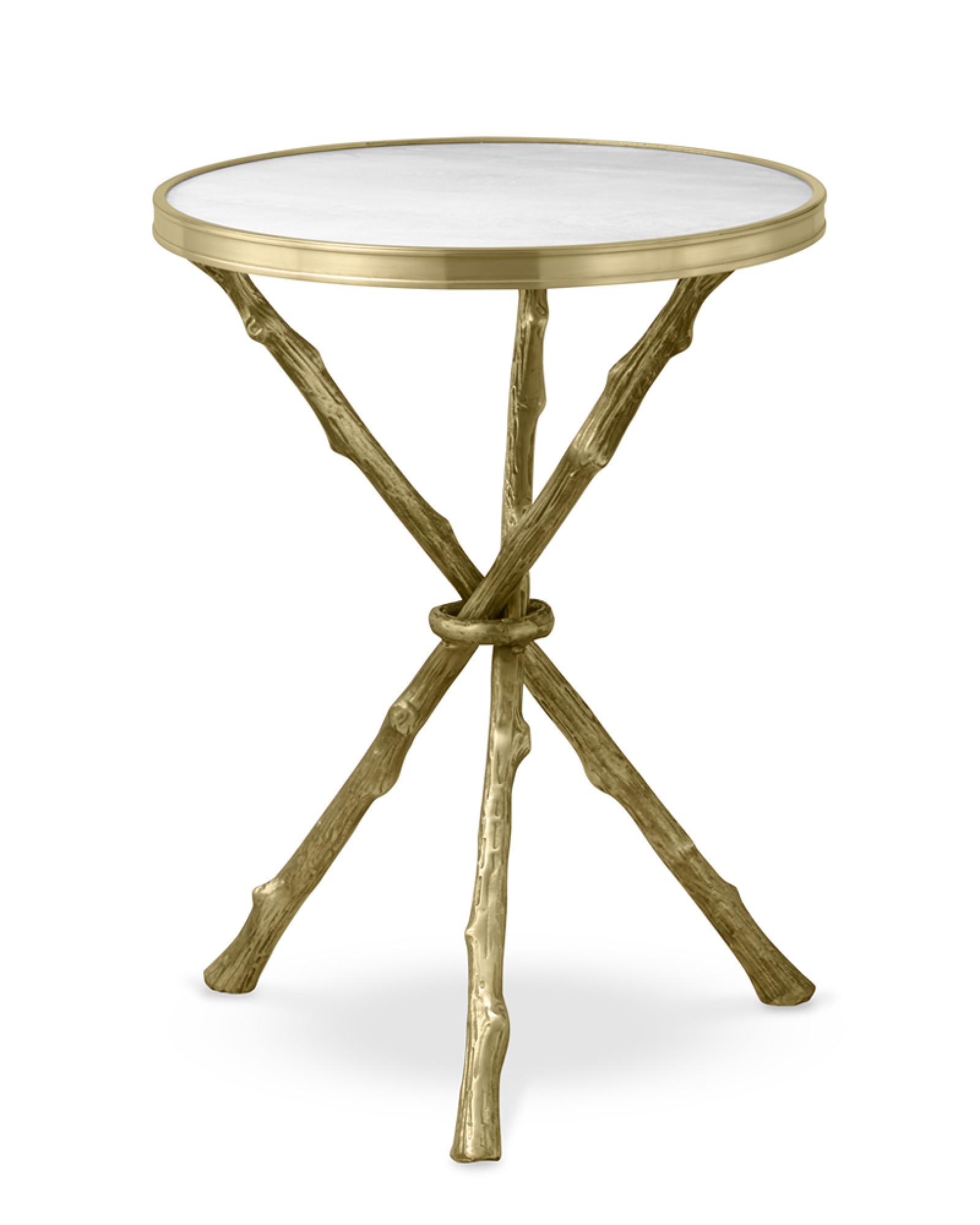 Faux Bois Accent Table with Marble Top (16.5