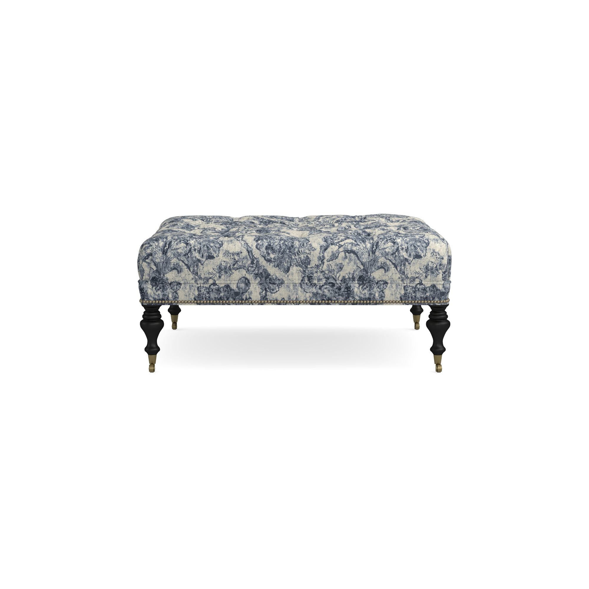 Sanderson x Giles Deacon Fairfax Bench Ottoman, Turned Leg with Tufted Top (26