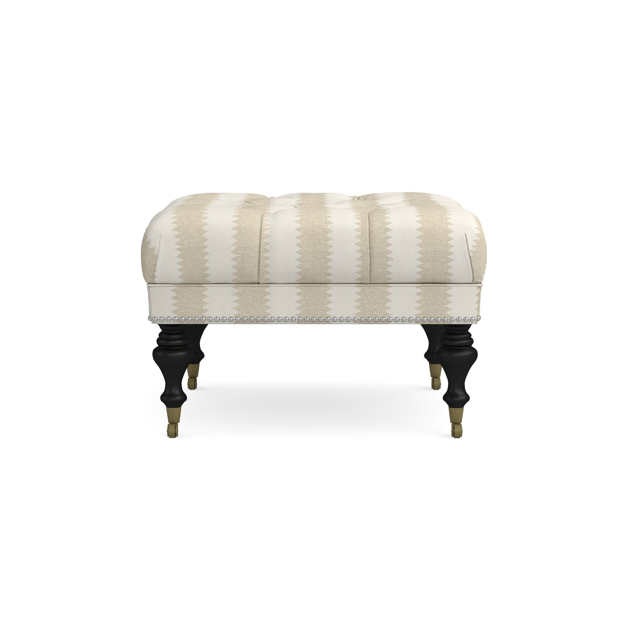 Sanderson x Giles Deacon Fairfax Bench Ottoman, Turned Leg with Tufted Top (26