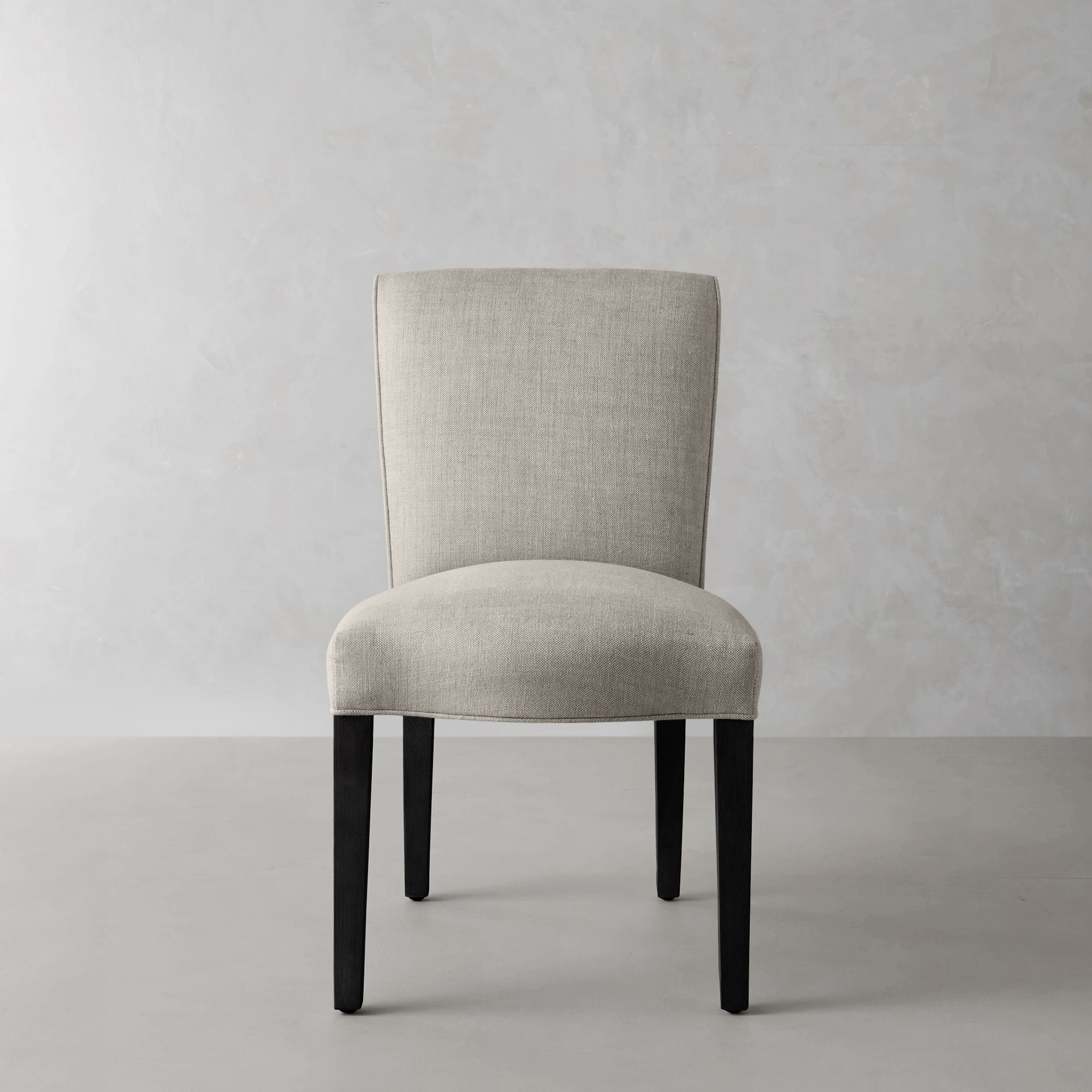 Fitzgerald Dining Side Chair, Perennials Performance Basketweave, White, Ebony Leg