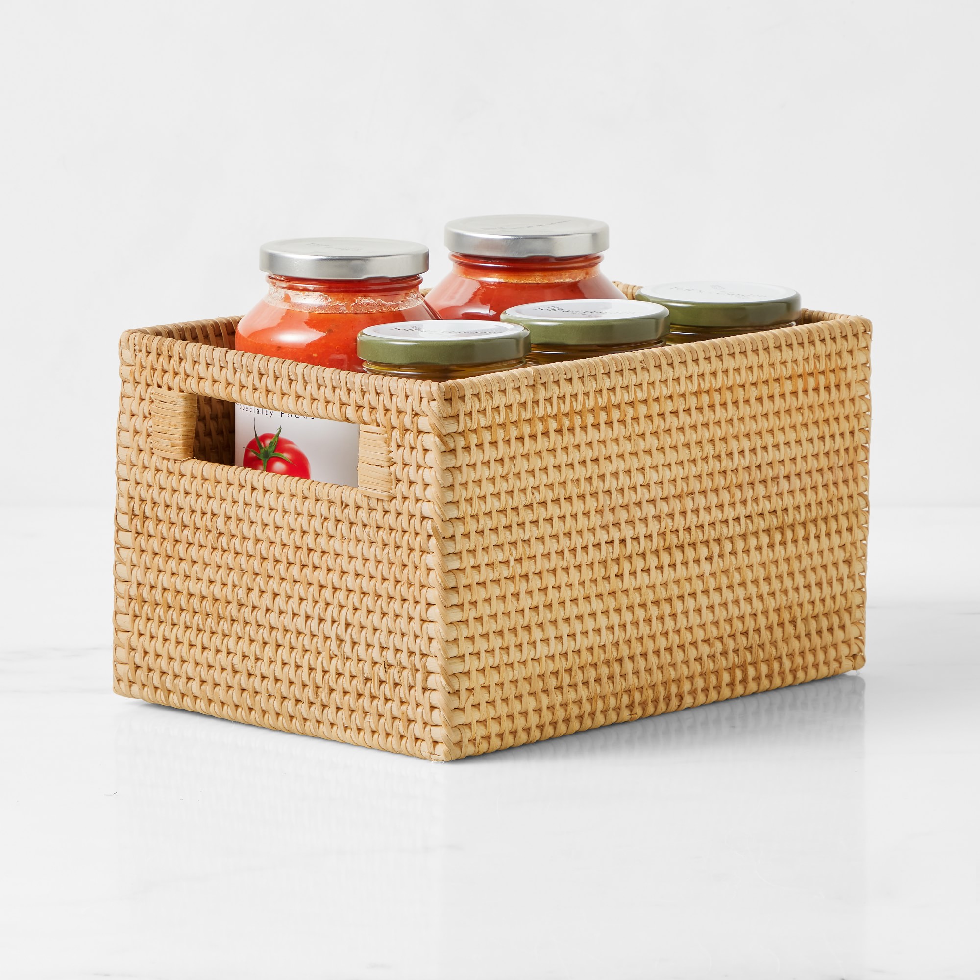 Hold Everything Rattan Cubby Pantry Baskets