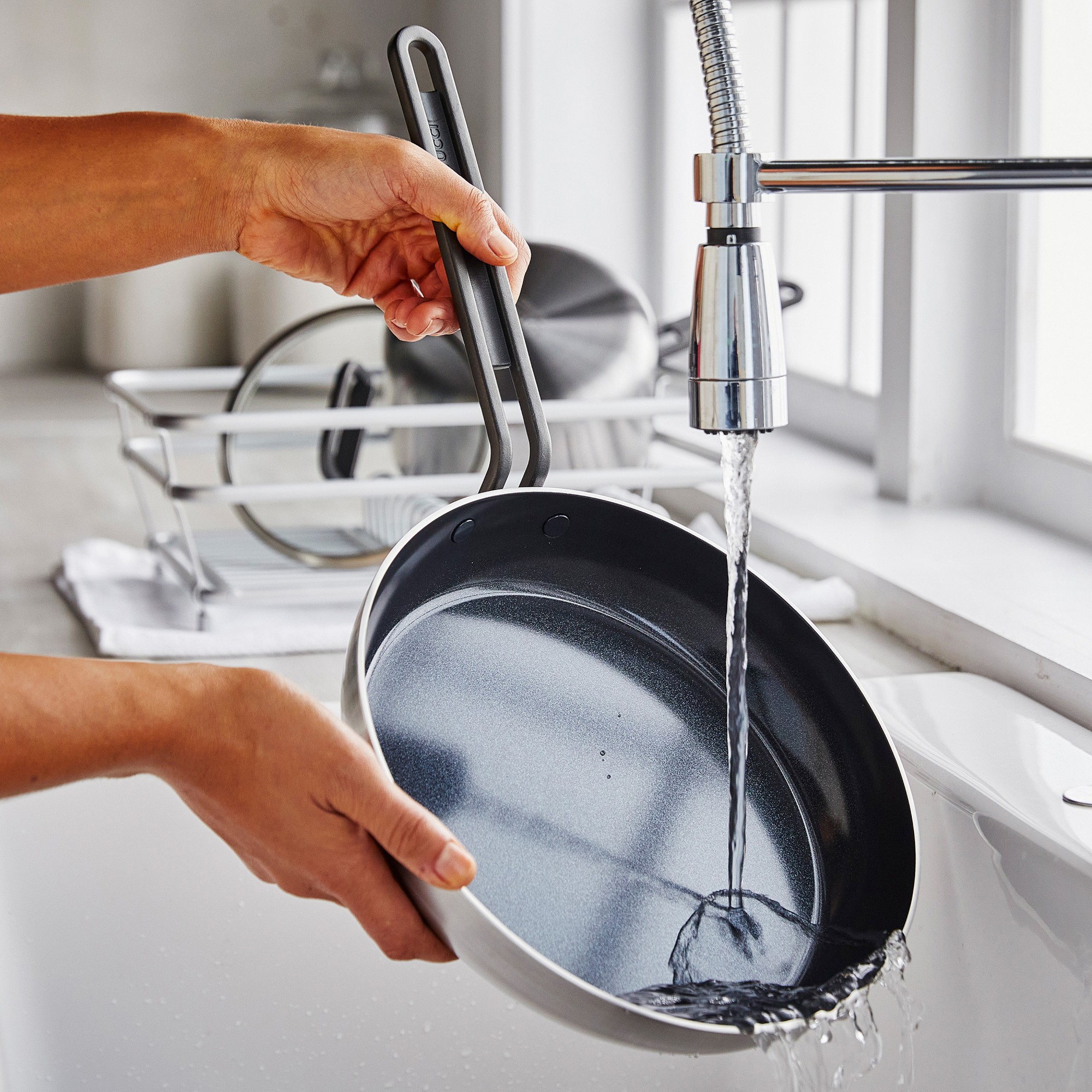 GreenPan™ Stanley Tucci™ Stainless-Steel Ceramic Nonstick Fry Pan Set of 2, Black