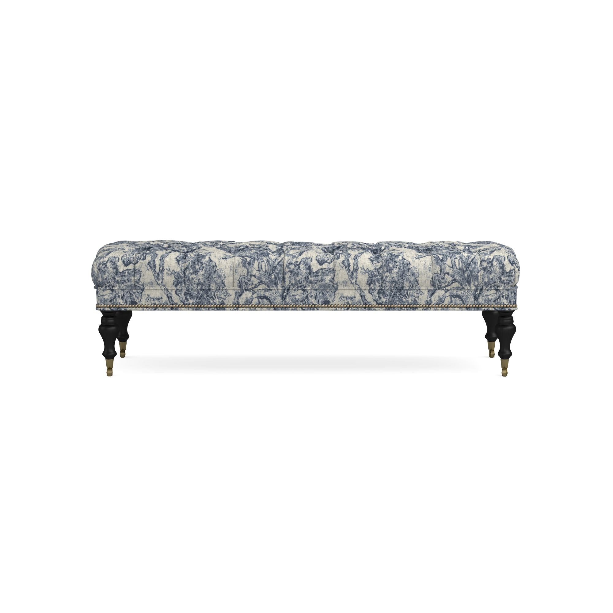 Sanderson x Giles Deacon Fairfax Bench Ottoman, Turned Leg with Tufted Top (26
