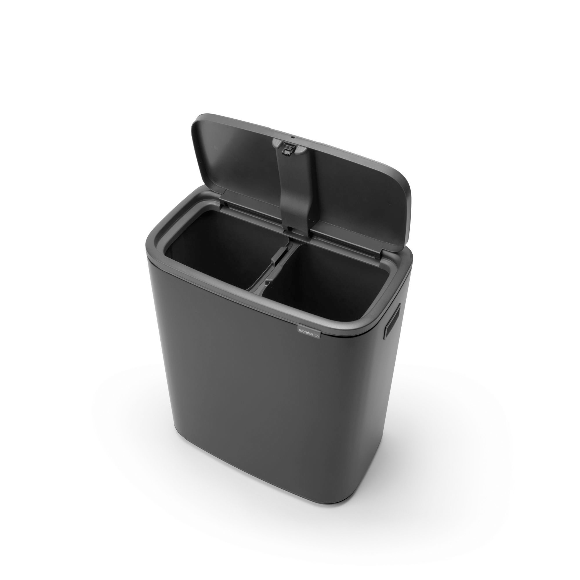 Brabantia Bo Touch Top Dual Compartment Recycling Trash Can, 2 x 8 Gallon
