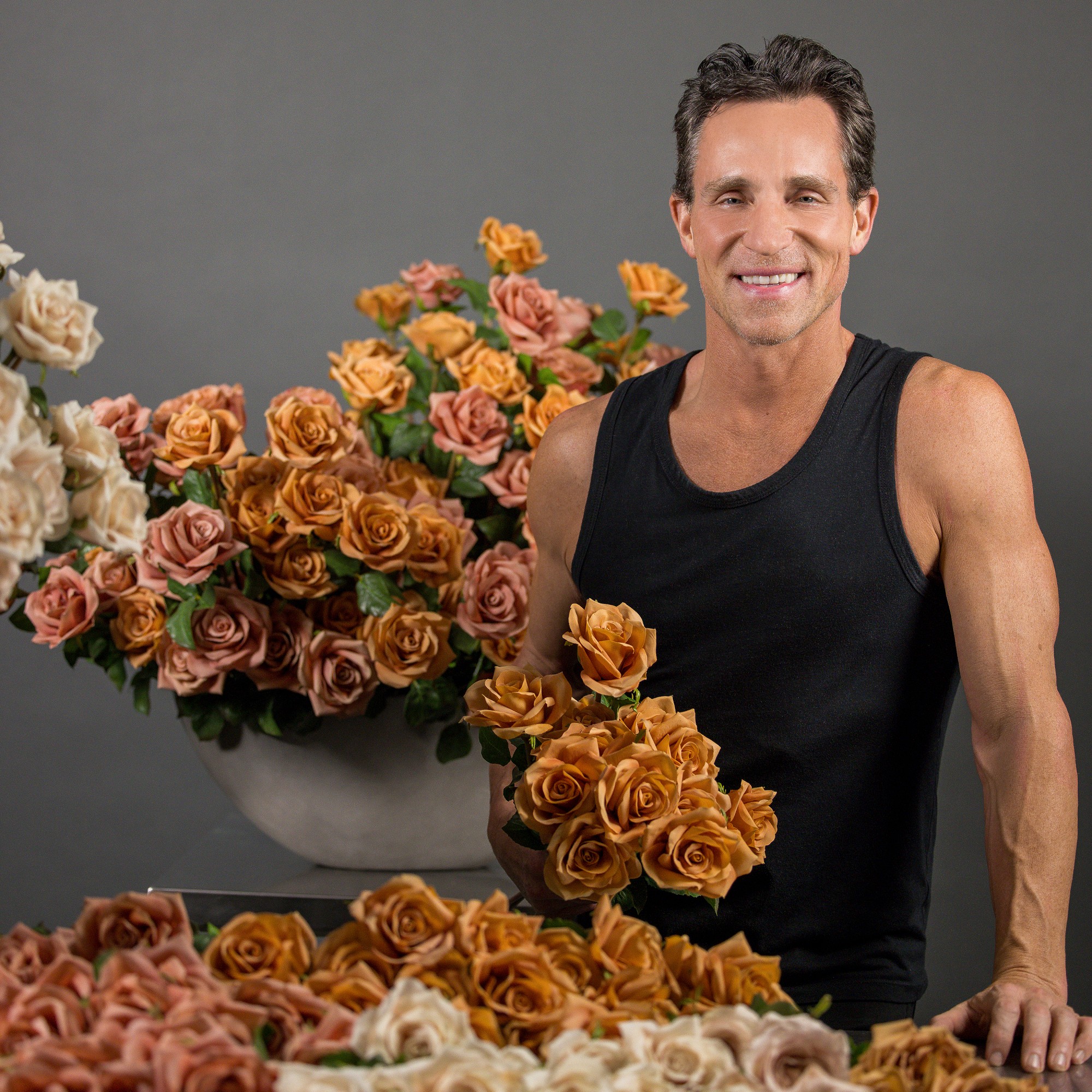 Jeff Leatham x Williams Sonoma Real Touch Faux Mocha Rose Stems, Set of 12