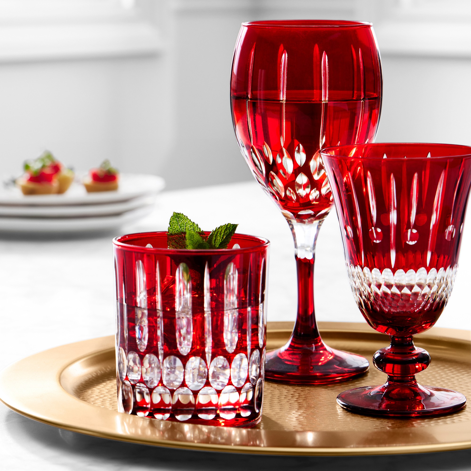 Wilshire Jewel Cut Mixed Wine Glasses, Set of 4