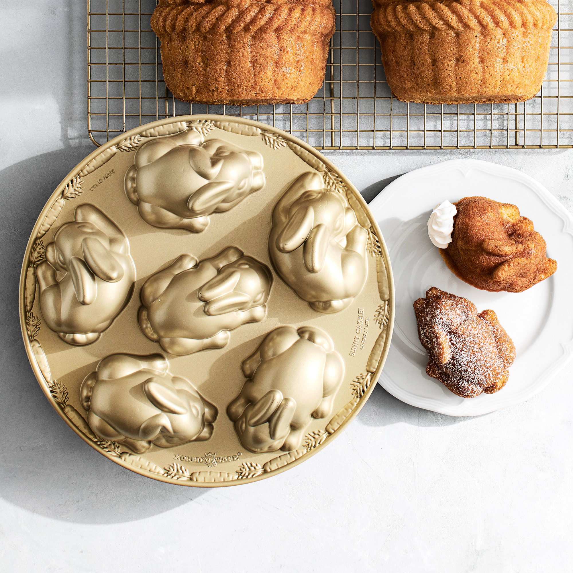 Nordic Ware Nonstick Cast Aluminum Mini Bunny Cakelet Pan