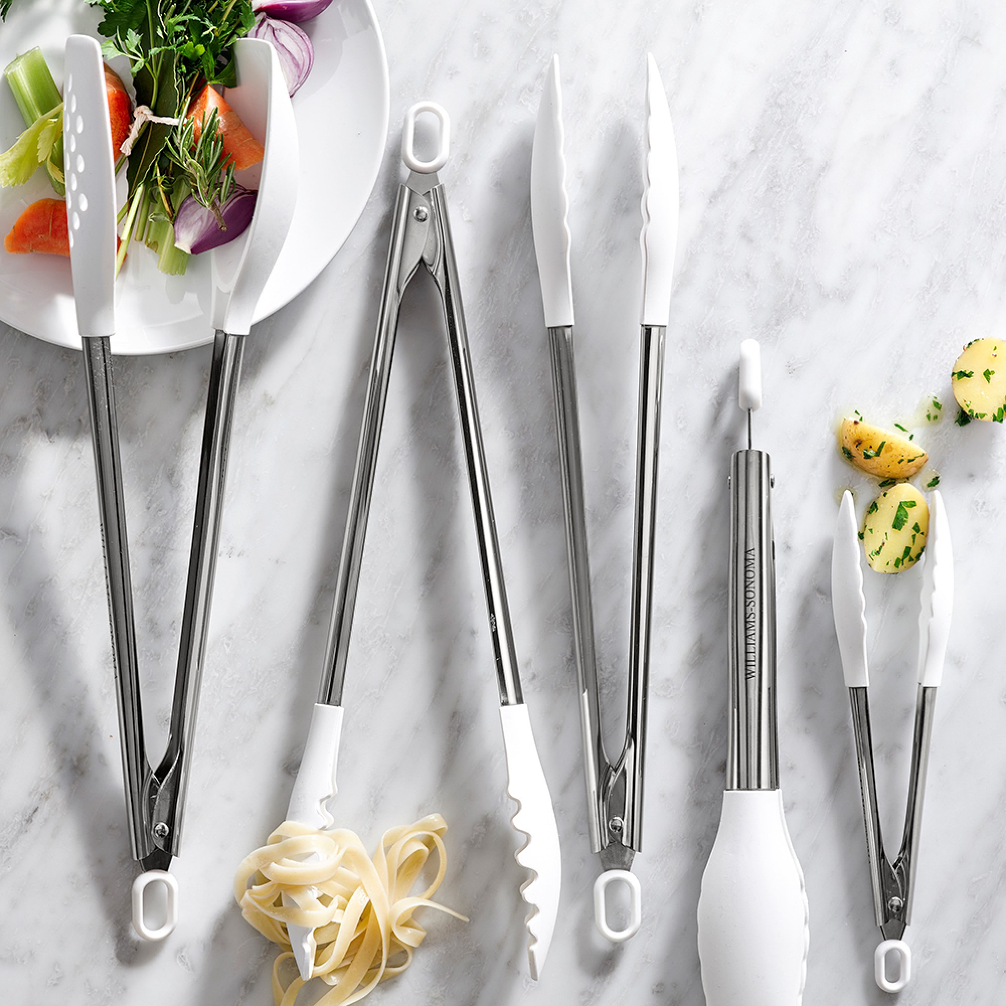 Williams Sonoma Stainless-Steel Silicone Pasta Locking Tongs